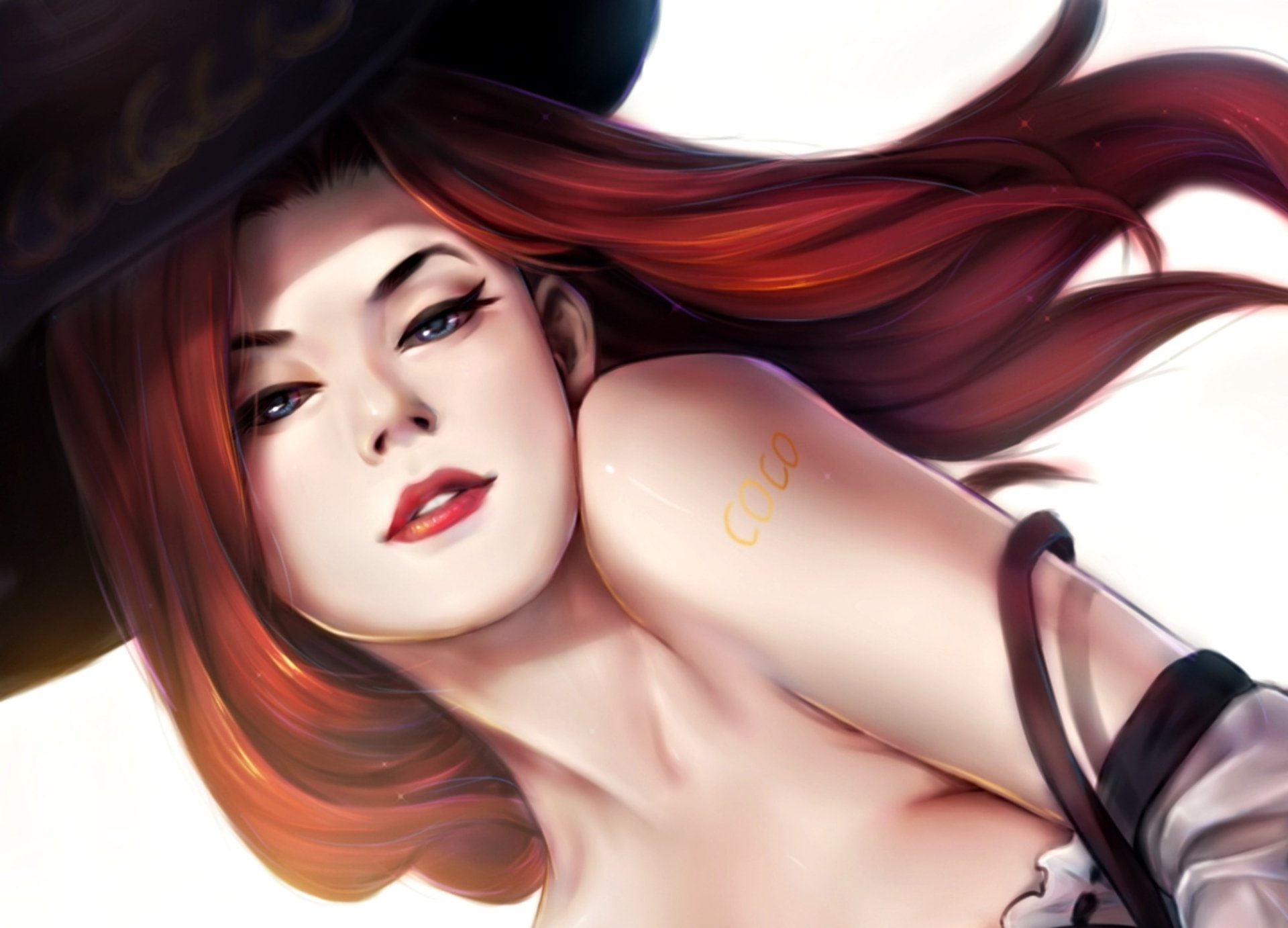 1080P, League Of Legends, Woman, Fantasy, Video Game, Blue Eyes, Lipstick, Miss Fortune (League Of Legends), Red Hair, Girl, HD Wallpaper
