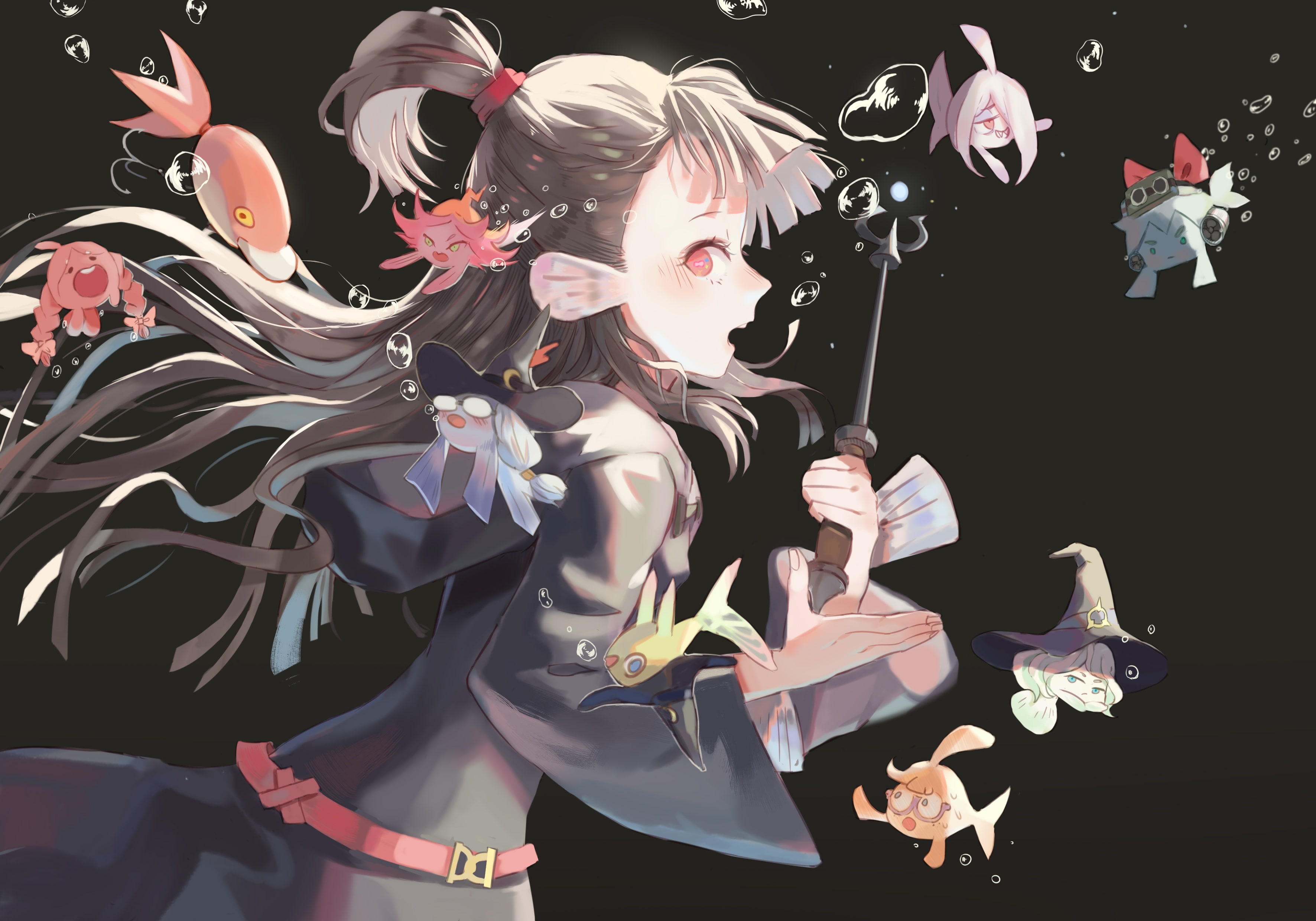 academia, konachan, animal, witch, yanson, 2K, little, pisces, kagari, 241468, bubbles, hat, sensei, charistes, shrimp, akko, manbavaran, lotte, com, ursula, HD Wallpaper