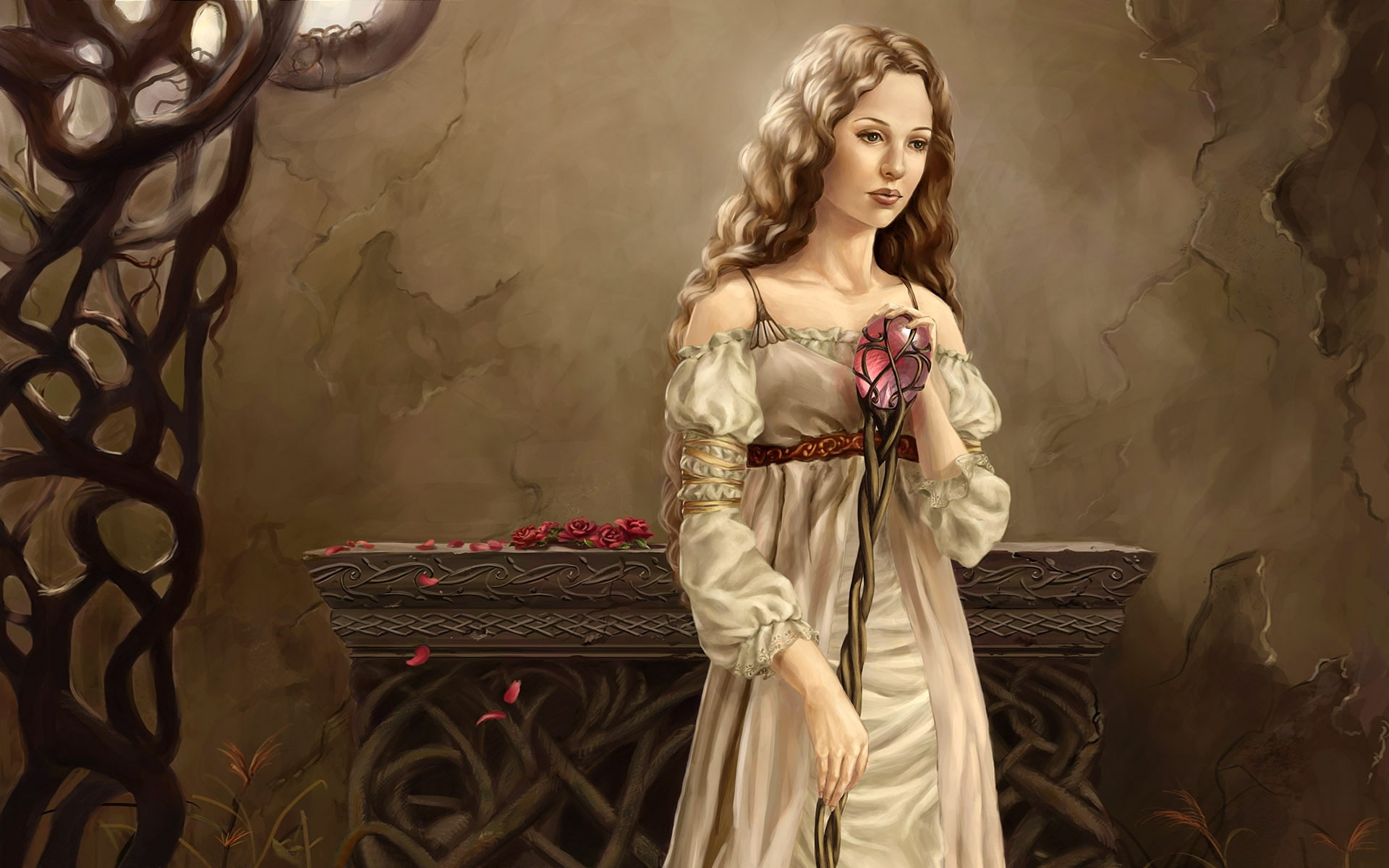 Wand, Magic, Blonde, holding, 1080P, Girl, HD Wallpaper