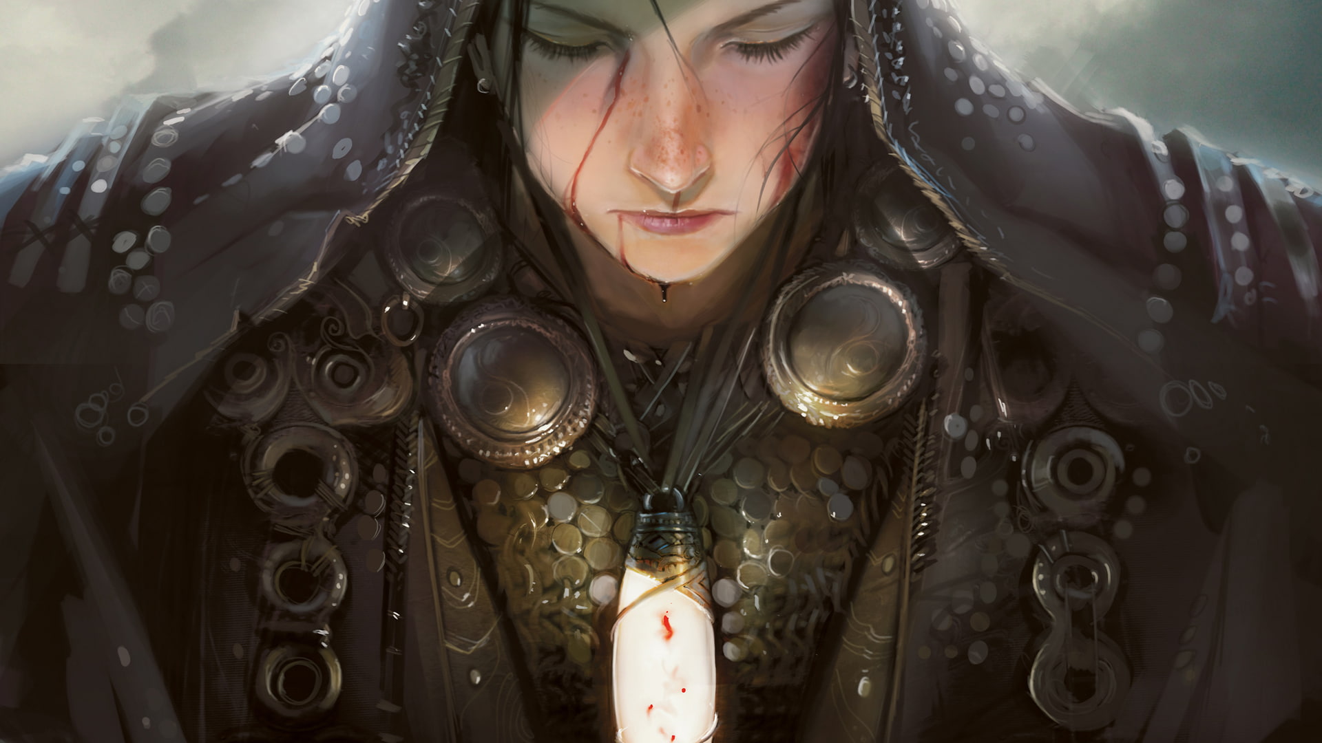 drawing, blood, 1080P, fantasy, gathering, magic, the, face, hd, HD Wallpaper