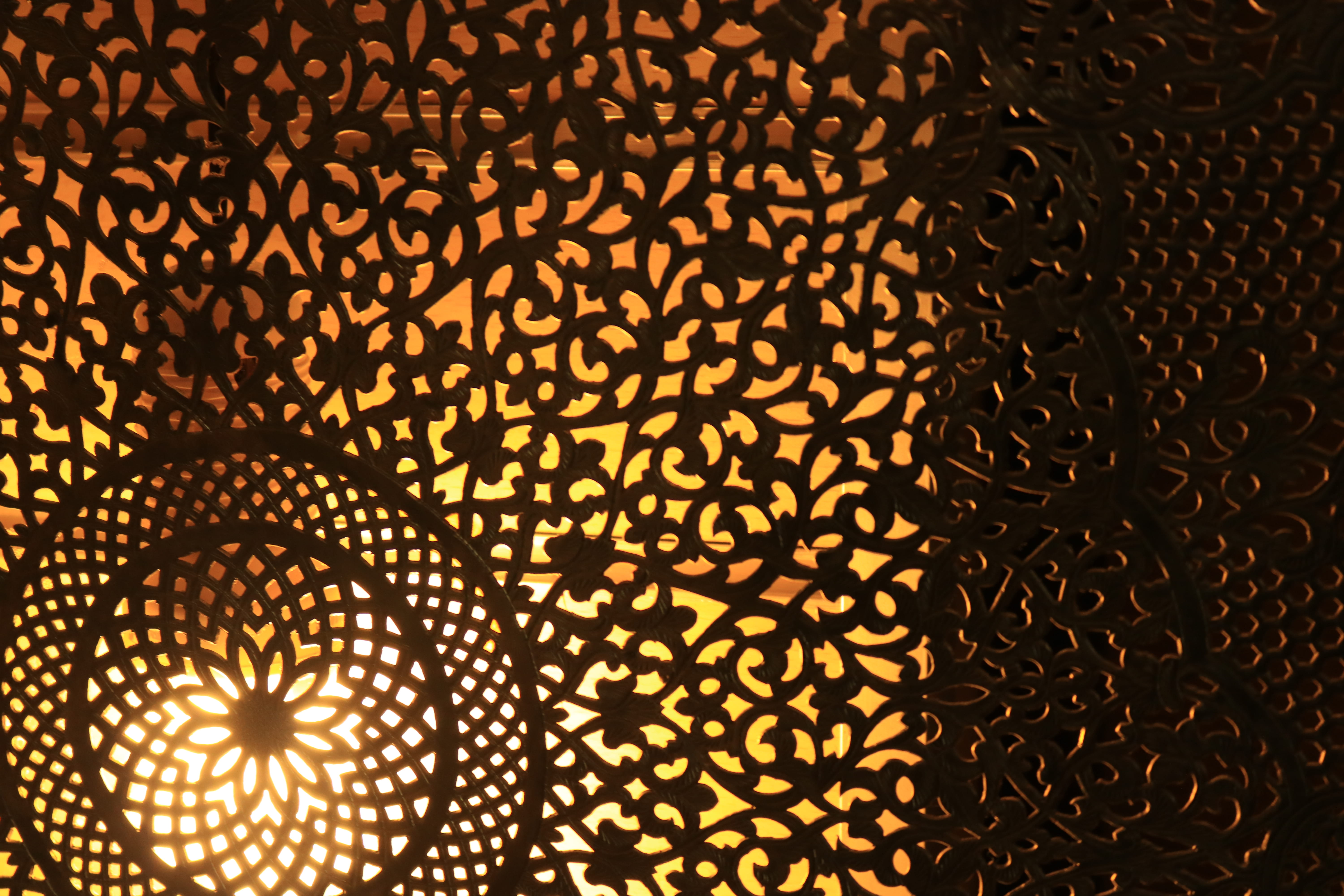 fire screen, light - natural phenomenon, illuminated, lighting equipment, marrakech, lighting, design, backgrounds, abstract, rug, 5K, shadow, metal, light, HD Wallpaper