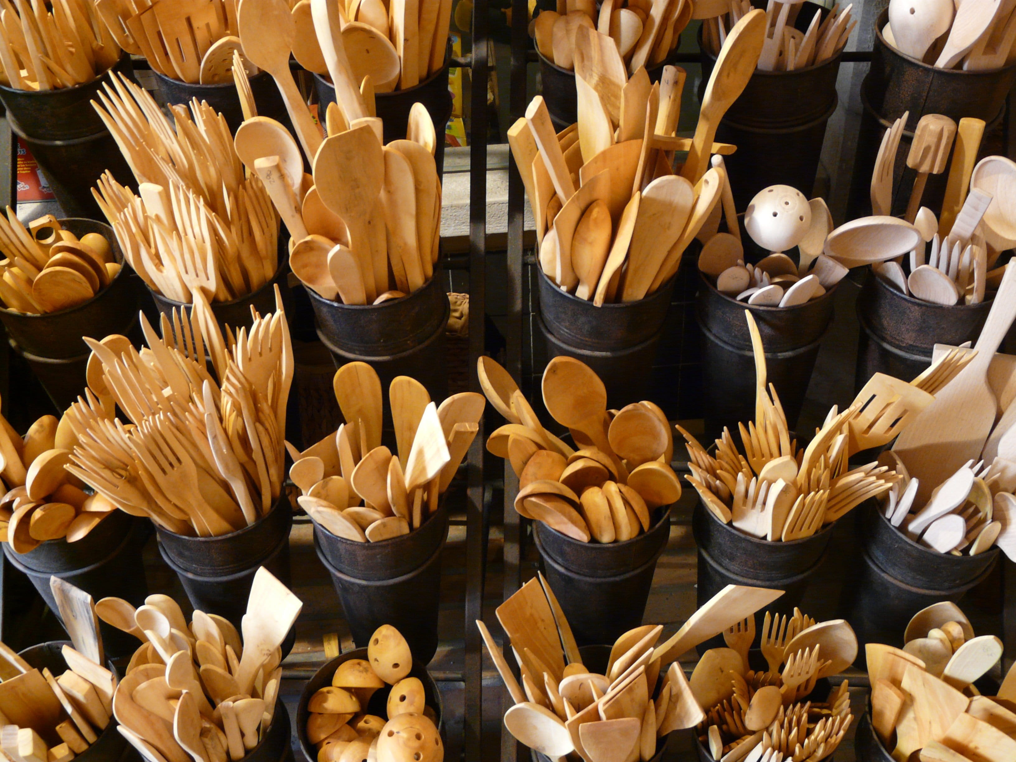 choice, Knife, diameter wood, wooden cutlery, for sale, kitchen, fork, Cutlery, retail, wooden spoon, wood - material, kitchen utensil, backgrounds, full frame, HD Wallpaper