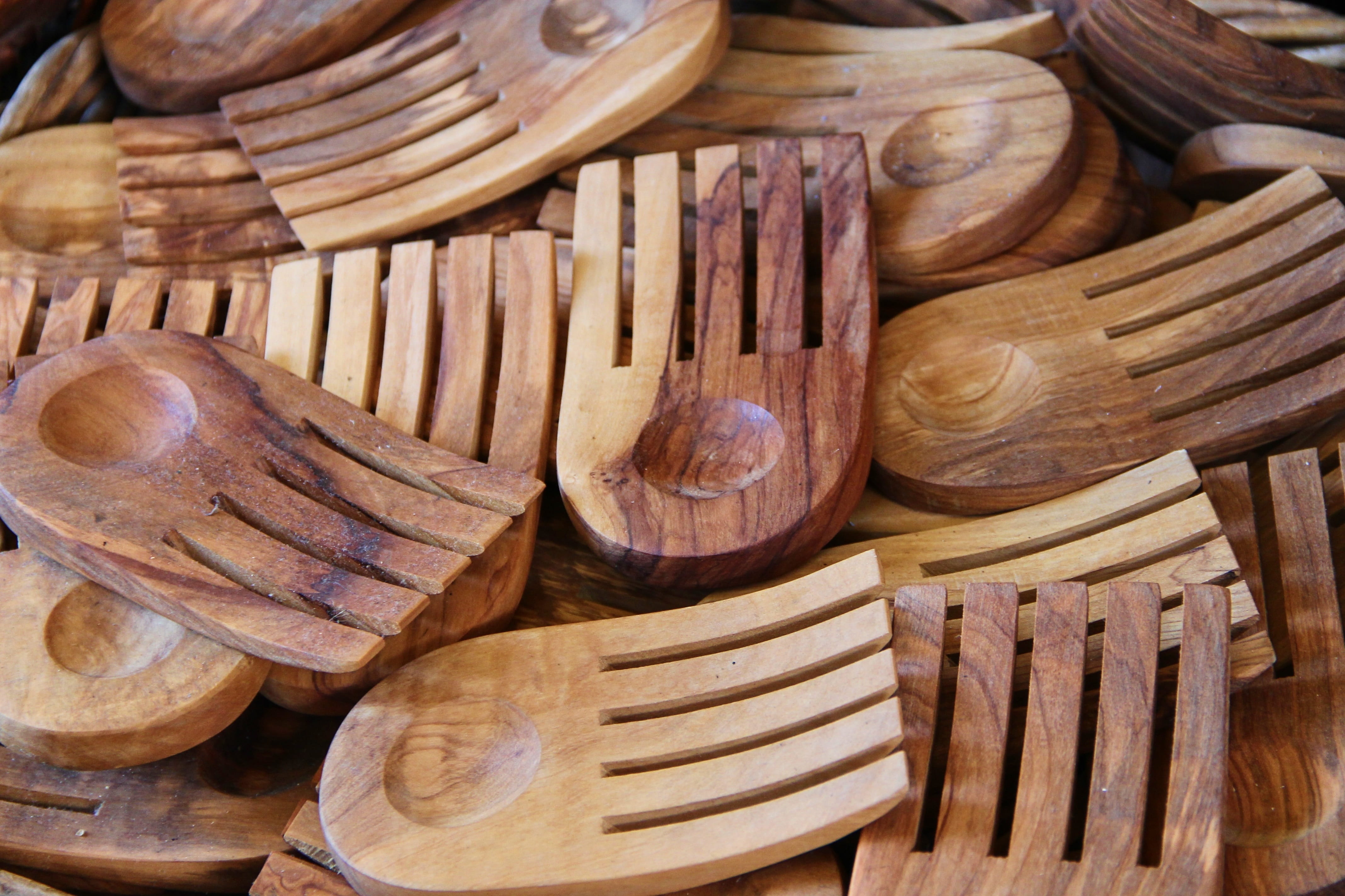 wooden forks, full frame, retail, wood - material, wooden spoon, eat, kitchen cutlery, day, bamboo - material, salad servers, close-up, budget, 4K, cutlery, HD Wallpaper