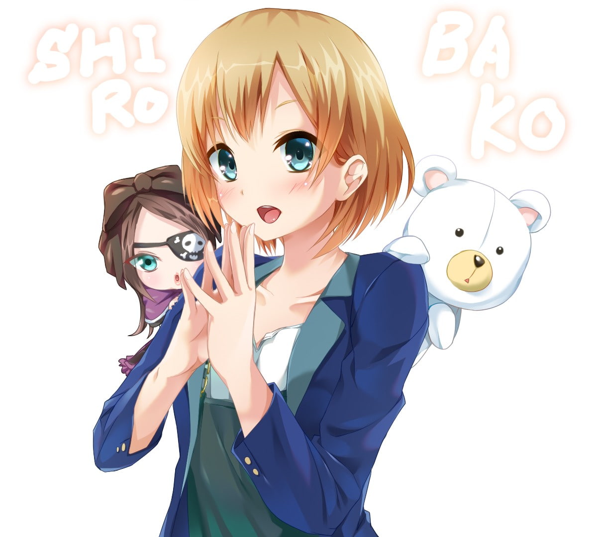 Miyamori Aoi, teddy bears, blonde, 480P, Shirobako, blue eyes, anime, anime girls, short hair, HD Wallpaper