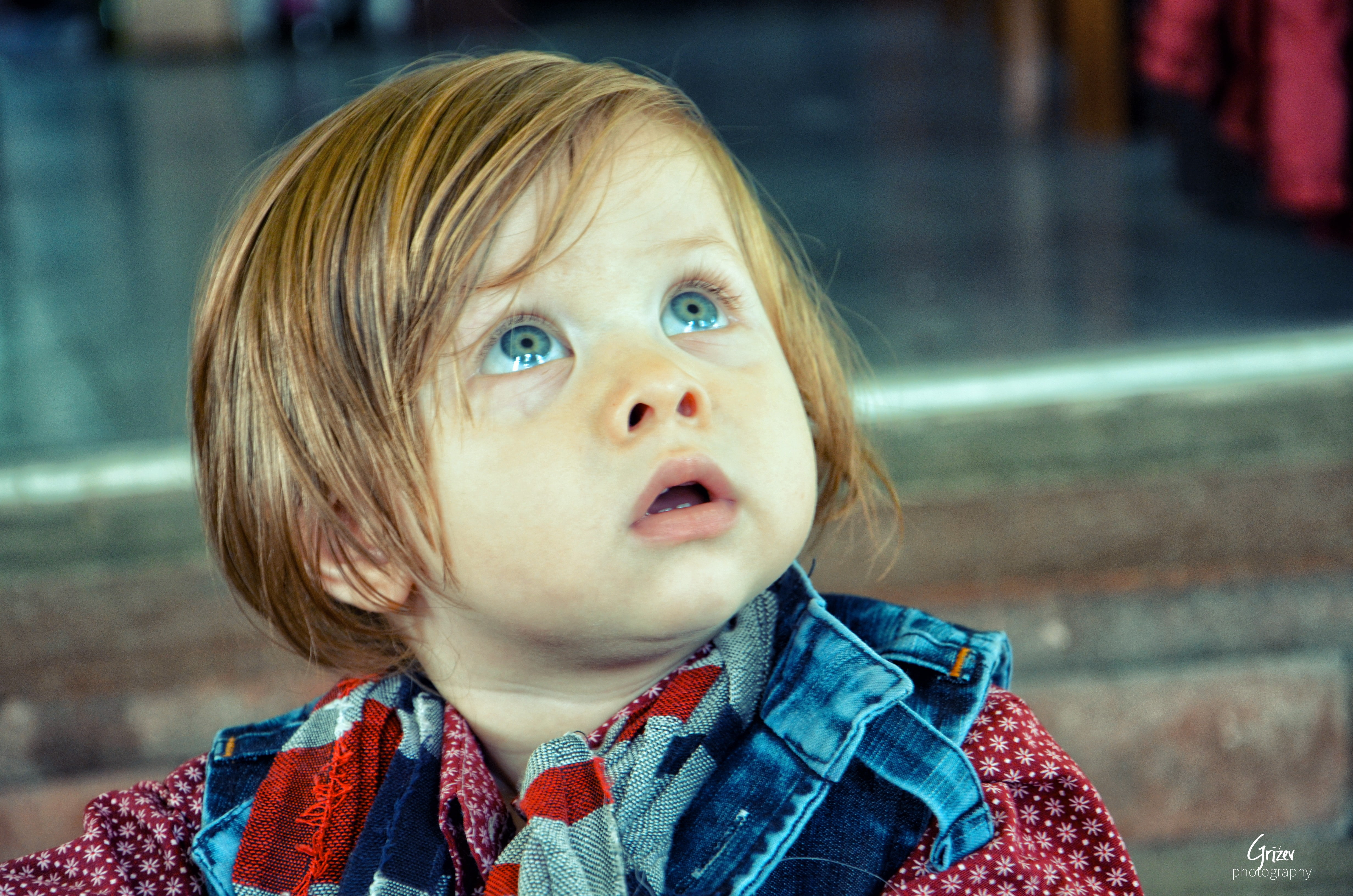 day, one person, mouth open, casual clothing, front view, contemplation, headshot, childhood, long hair, open mouth, baby, portrait, cute, blue eyes, looking away, HD Wallpaper