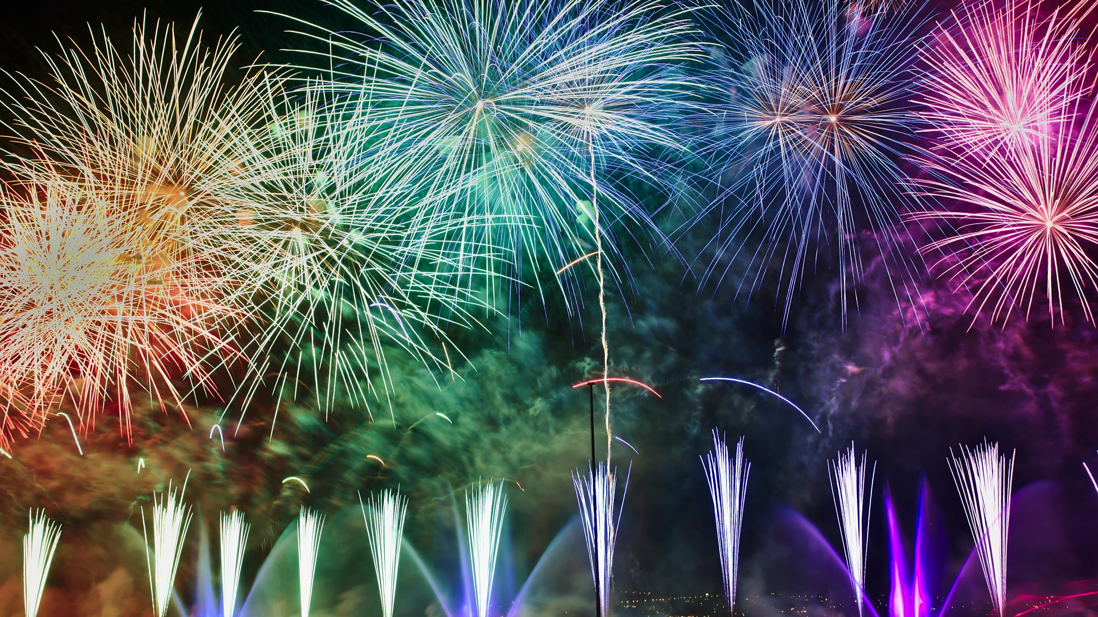 4K, annecy, festival, france, new year, colorful, fireworks, explosive material, europe, event, HD Wallpaper