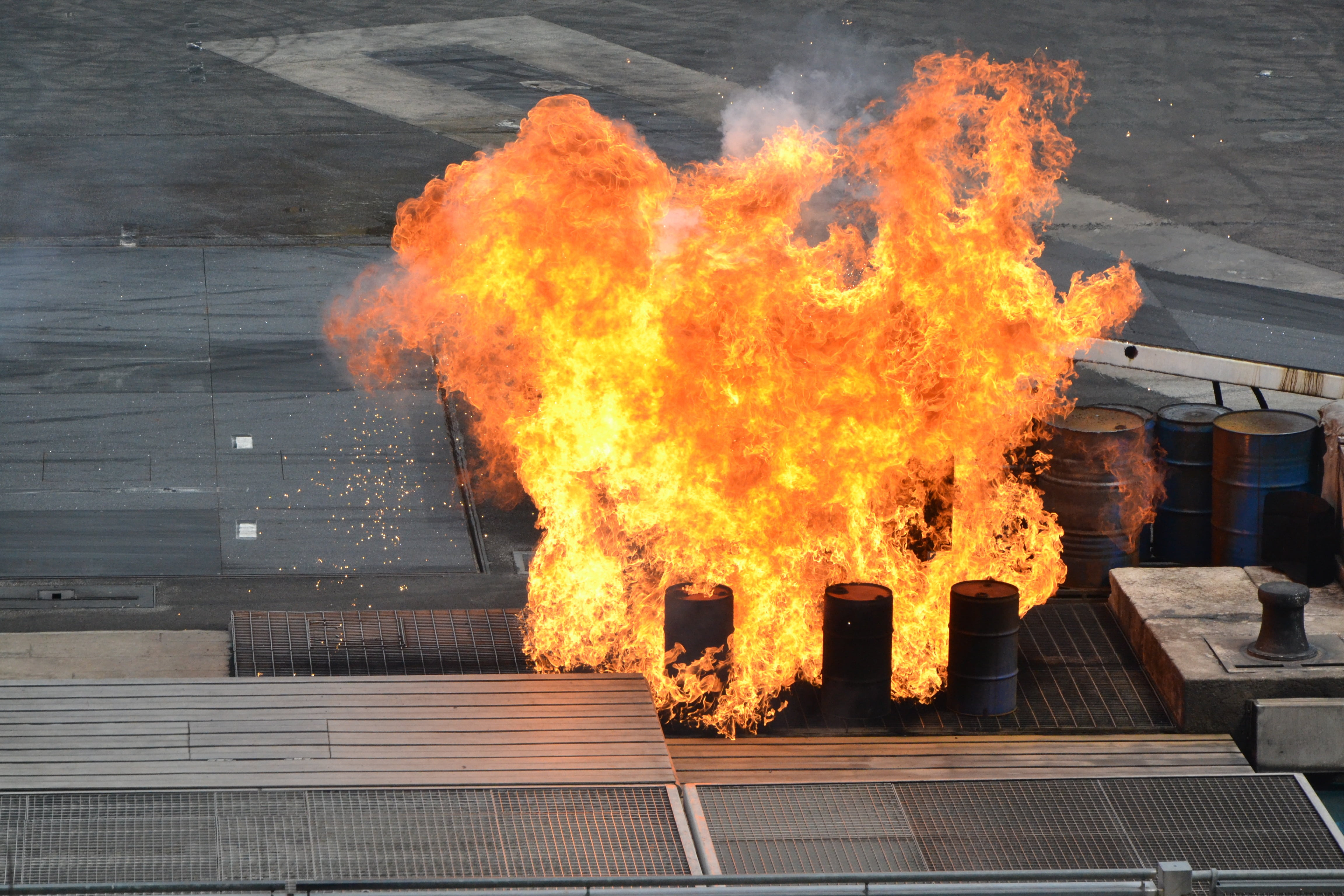 container, nature, sign, orange color, darting flame, hot, built structure, motion, glowing, architecture, warning sign, red, no people, stunt show, danger, HD Wallpaper