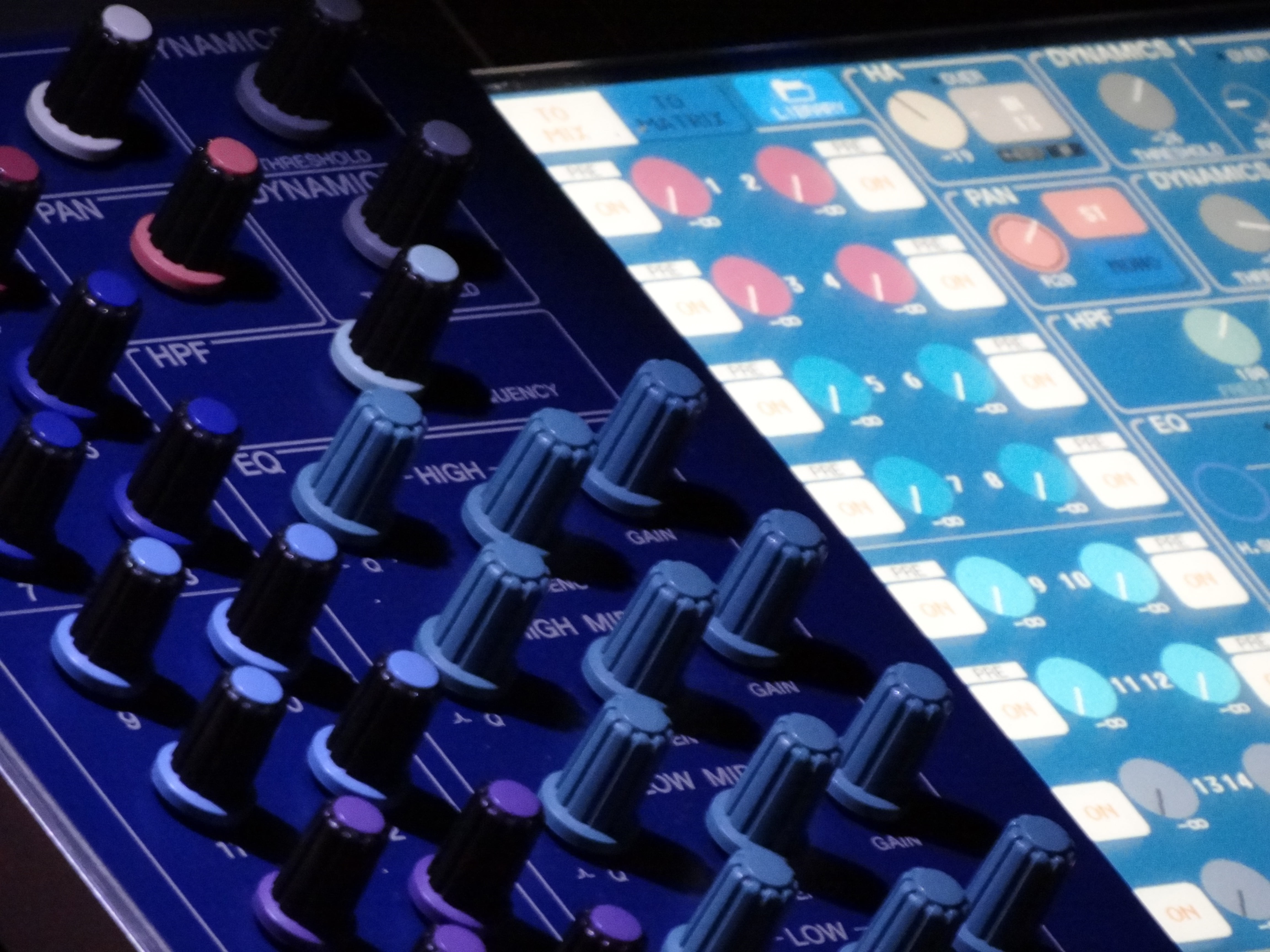 keyboard, close-up, pattern, electronics, photo, slider, closeup, mixer, 4K, equipment, technology, music studio, computer, high angle view, control, blue, HD Wallpaper