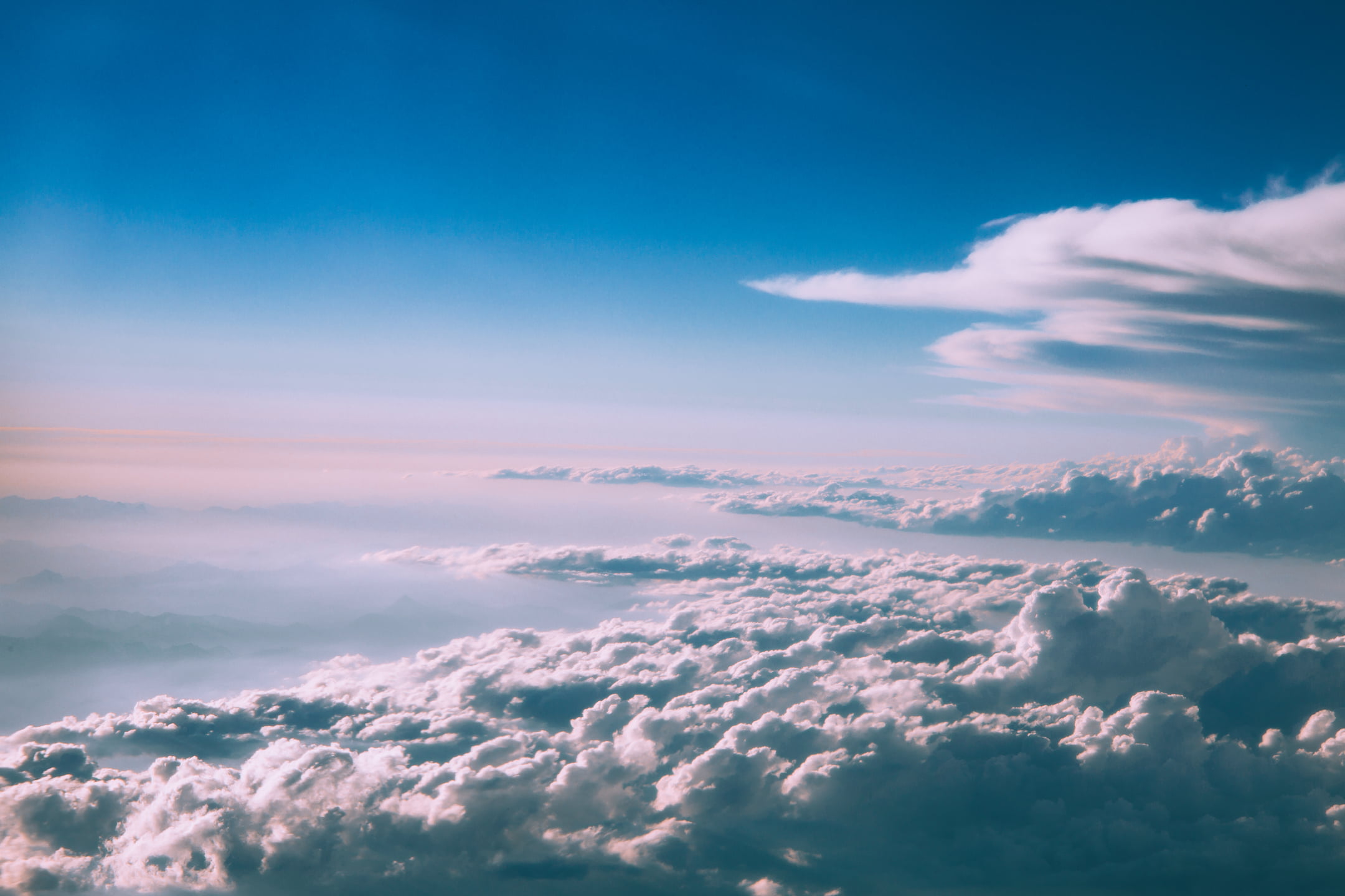 above, landscape, tranquility, light - Natural Phenomenon, sunlight, non-urban scene, idyllic, softness, outdoors, fluffy, clouds, high Up, bright, horizon, HD Wallpaper