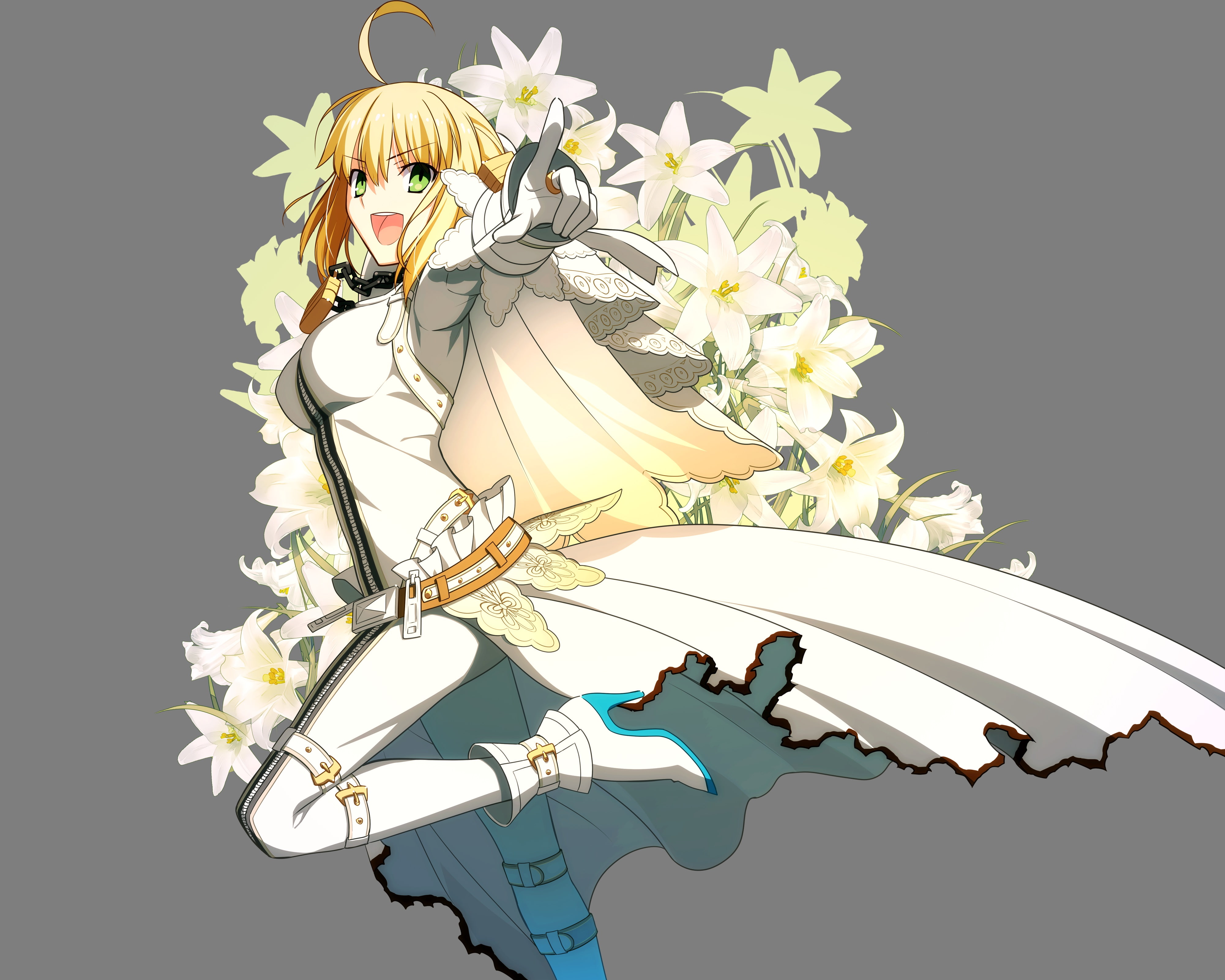 heels, extra, flowers, bride, blonde, transparent, night, fate, takeuchi, hair, vector, eyes, ccc, saber, green, stay, 4K, takashi, HD Wallpaper