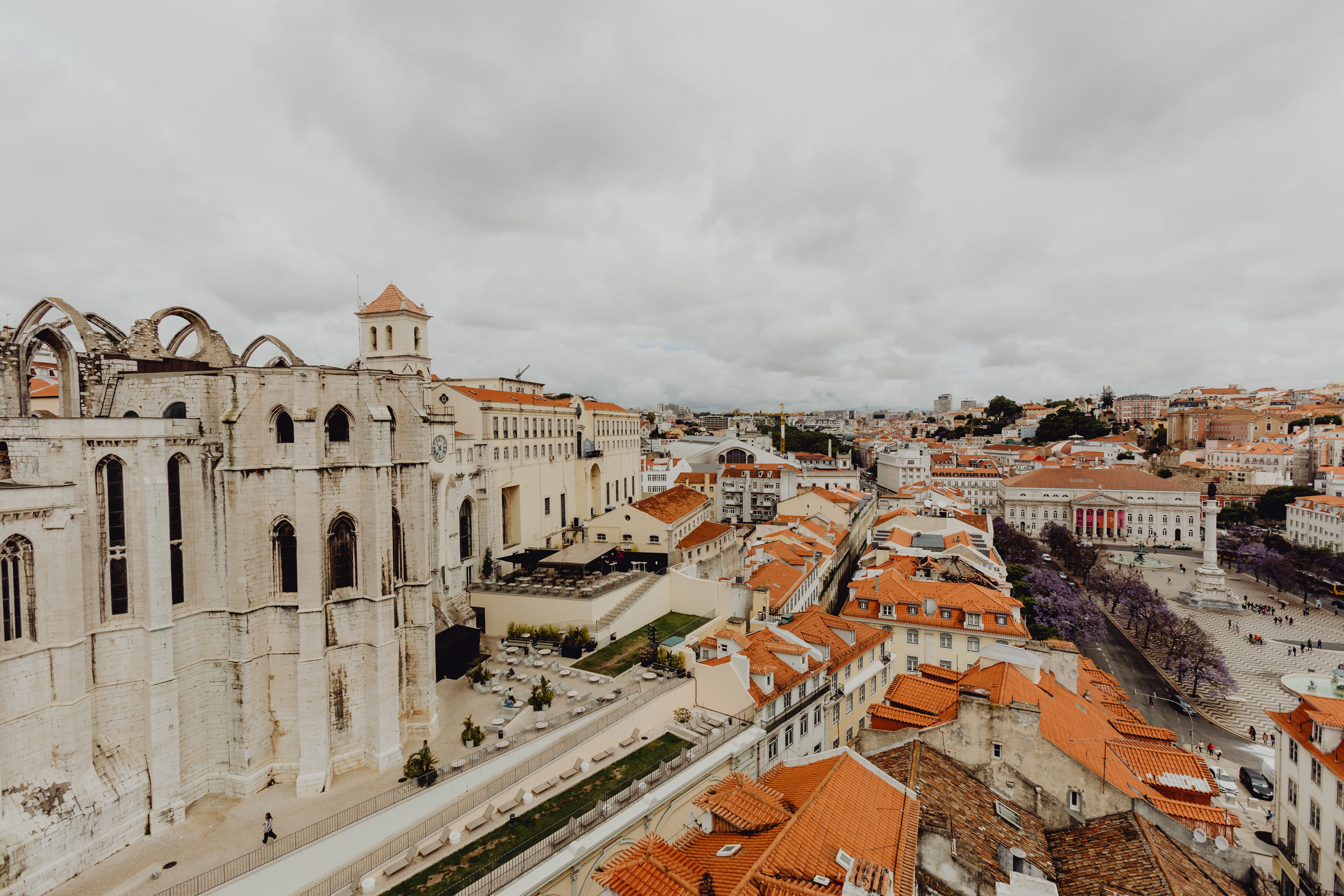 travel destinations, lisboa, architecture, Europe, no people, high angle view, building, built structure, sky, 5K, nature, townscape, roof, cityscape, HD Wallpaper