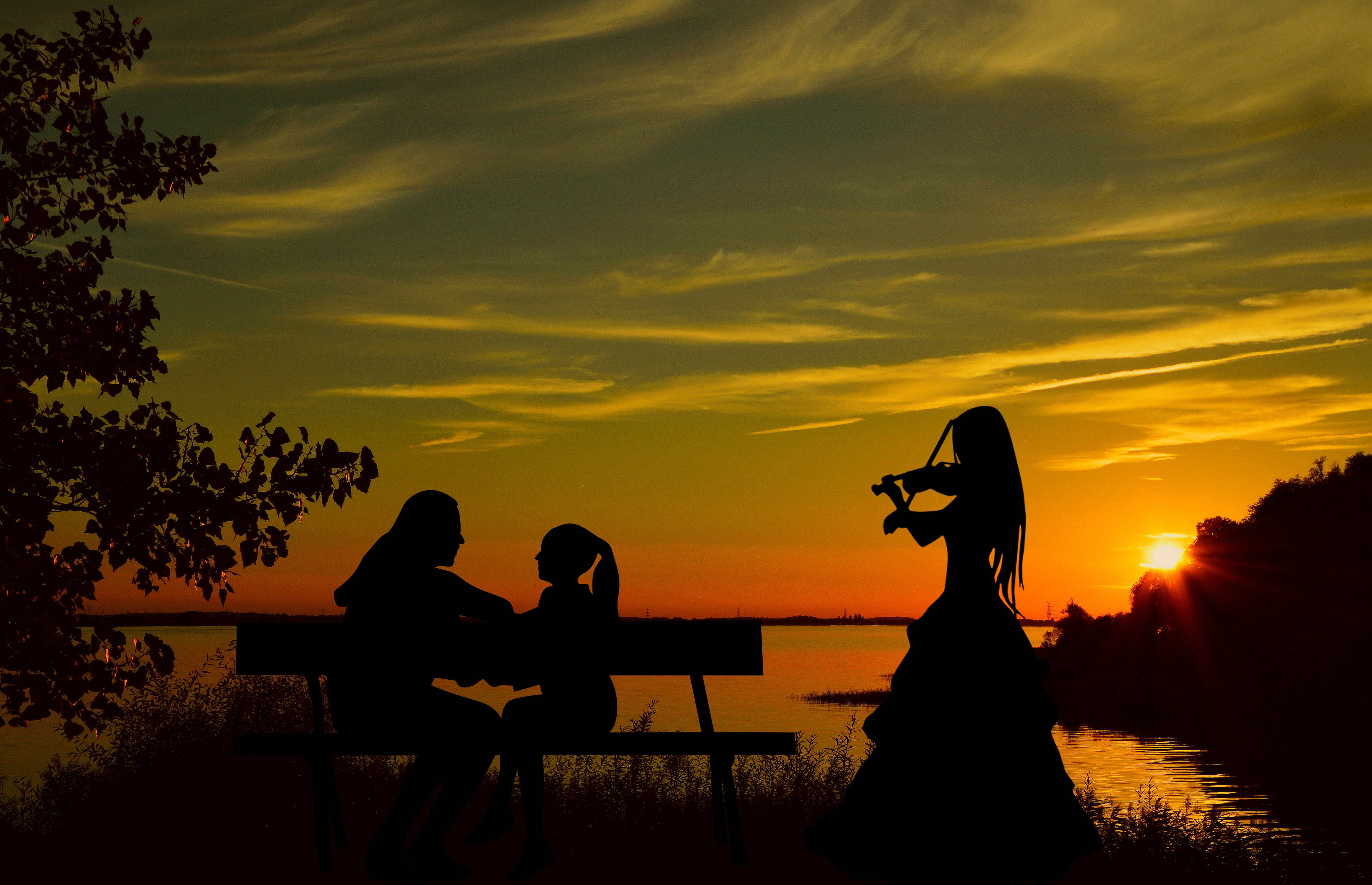 leisure activity, romance, cloud, vacations, romantic, lake, awakening, elbaue, sun, dusk, evening sky, hamburg, landscape, nature, togetherness, real people, HD Wallpaper