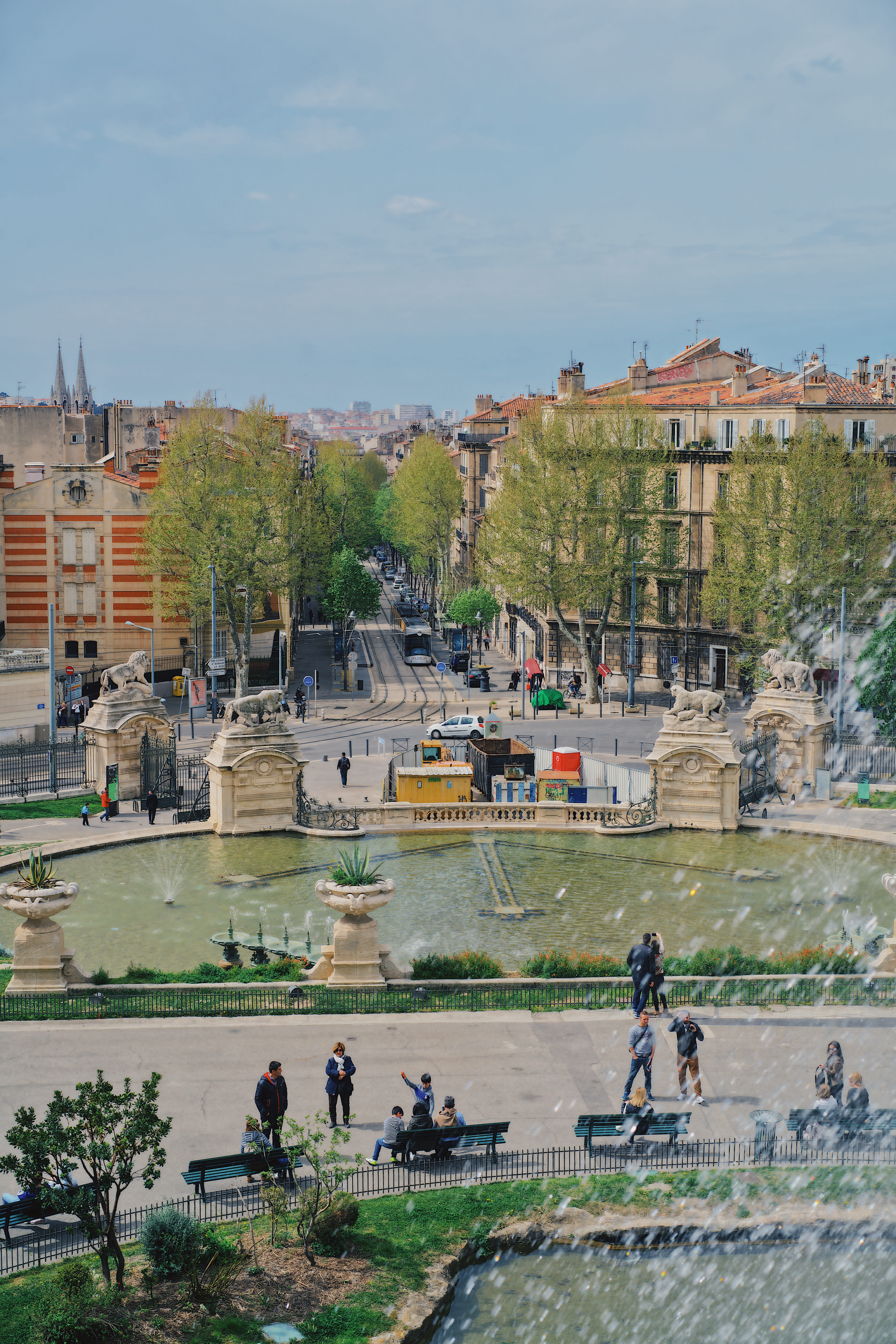 8K, tree, adult, plant, lifestyles, real people, high angle view, group of people, outdoors, city, nature, crowd, people, parc longchamp, marseille, day, Phone HD Wallpaper
