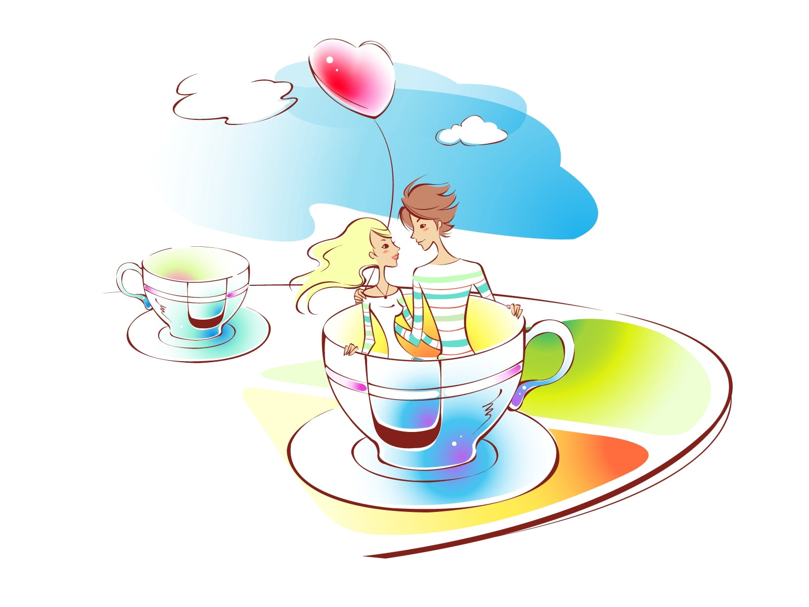 white background, man, cartoon, illustration, coffee, tea cup, food, child, hot drink, studio shot, boys, no people, love, coffee cup, drawing, art, carousel, HD Wallpaper