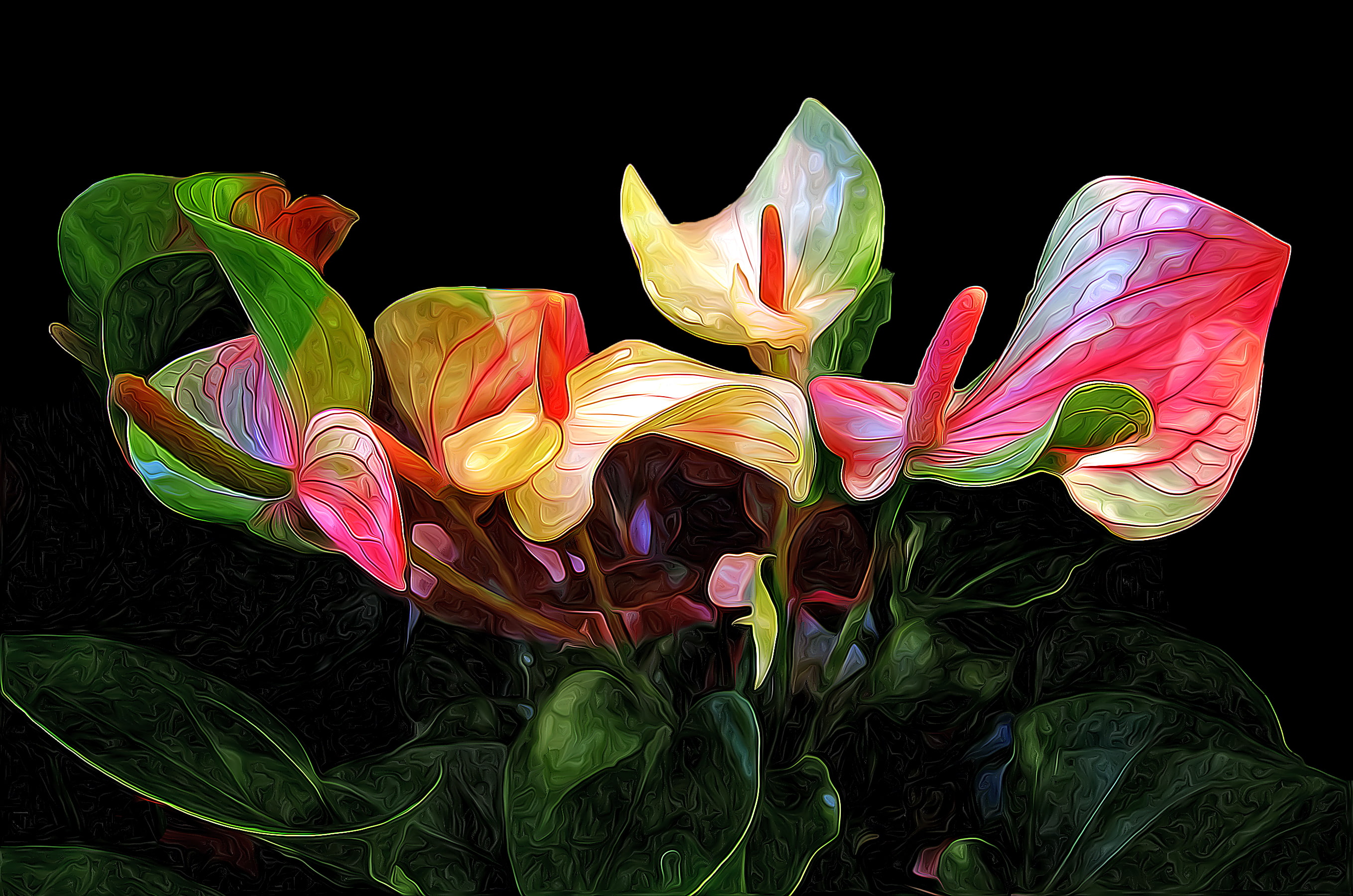 Artistic, Leaf, Painting, Calla Lily, 2K, Flower, Oil Painting, HD Wallpaper