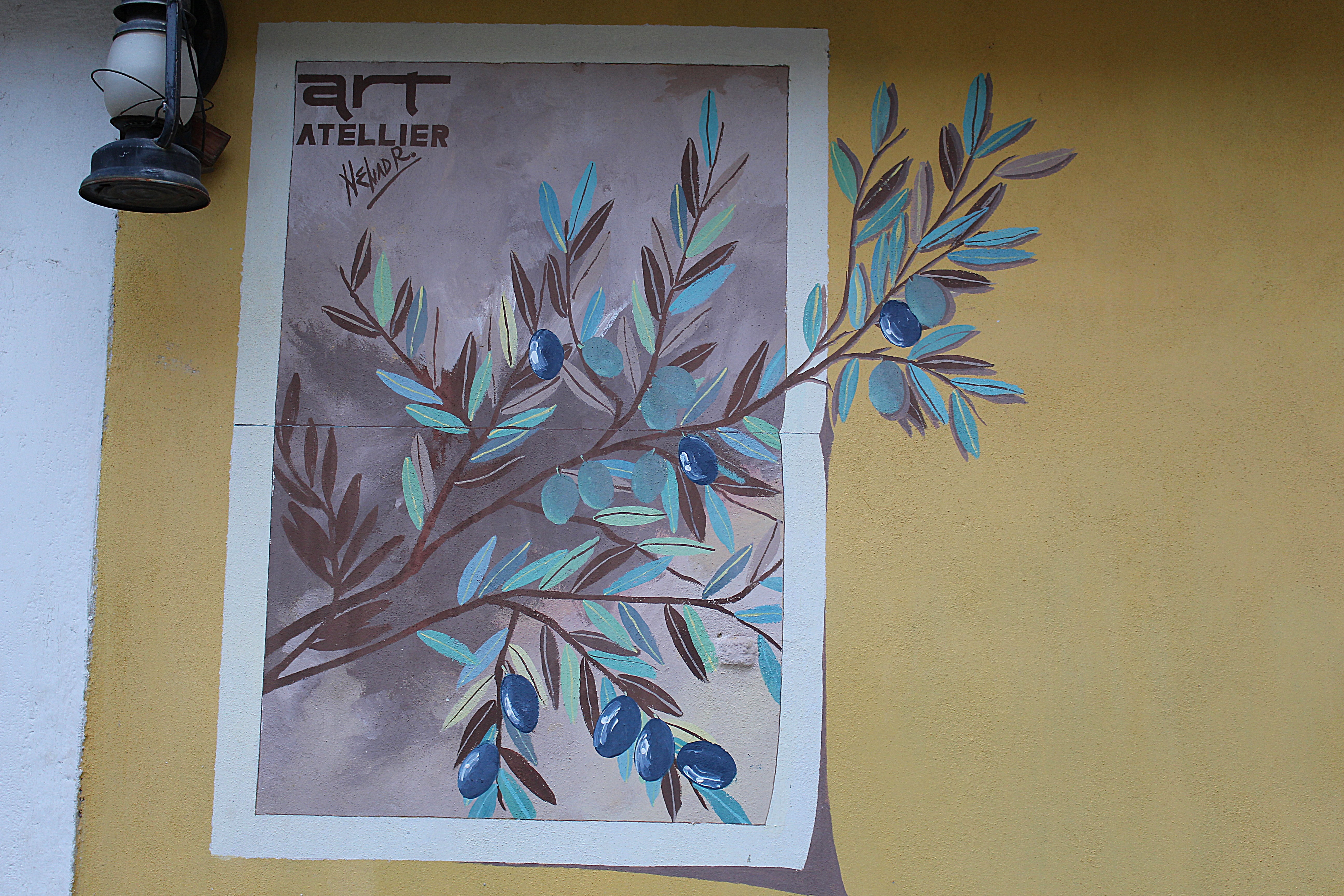 art and craft, plant, day, blue, indoors, potted plant, flower, no people, leaf, wall - building feature, wall embellishment, creativity, built structure, HD Wallpaper