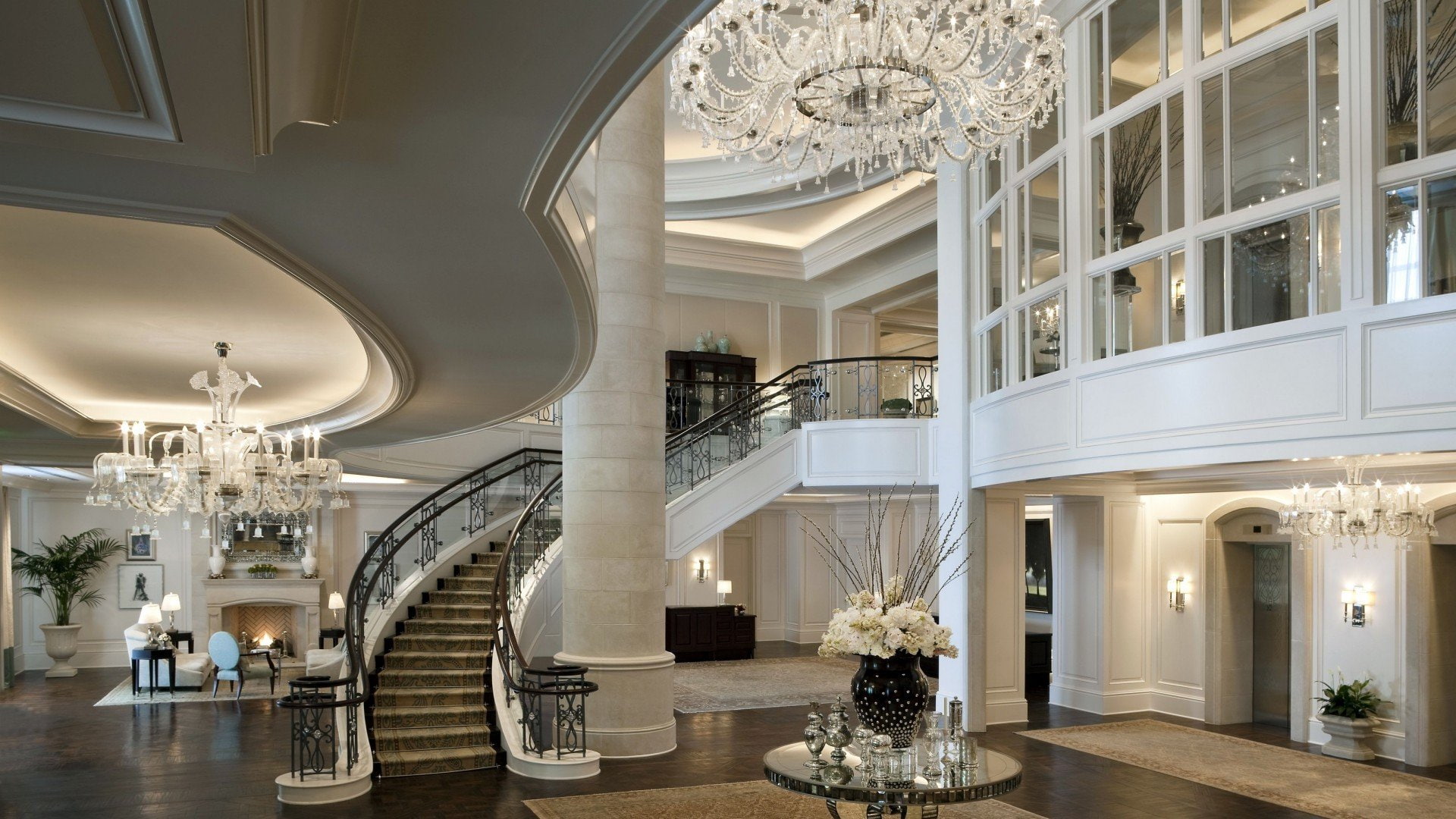 cristales, lujo, escaleras, 1080P, interior, HD Wallpaper