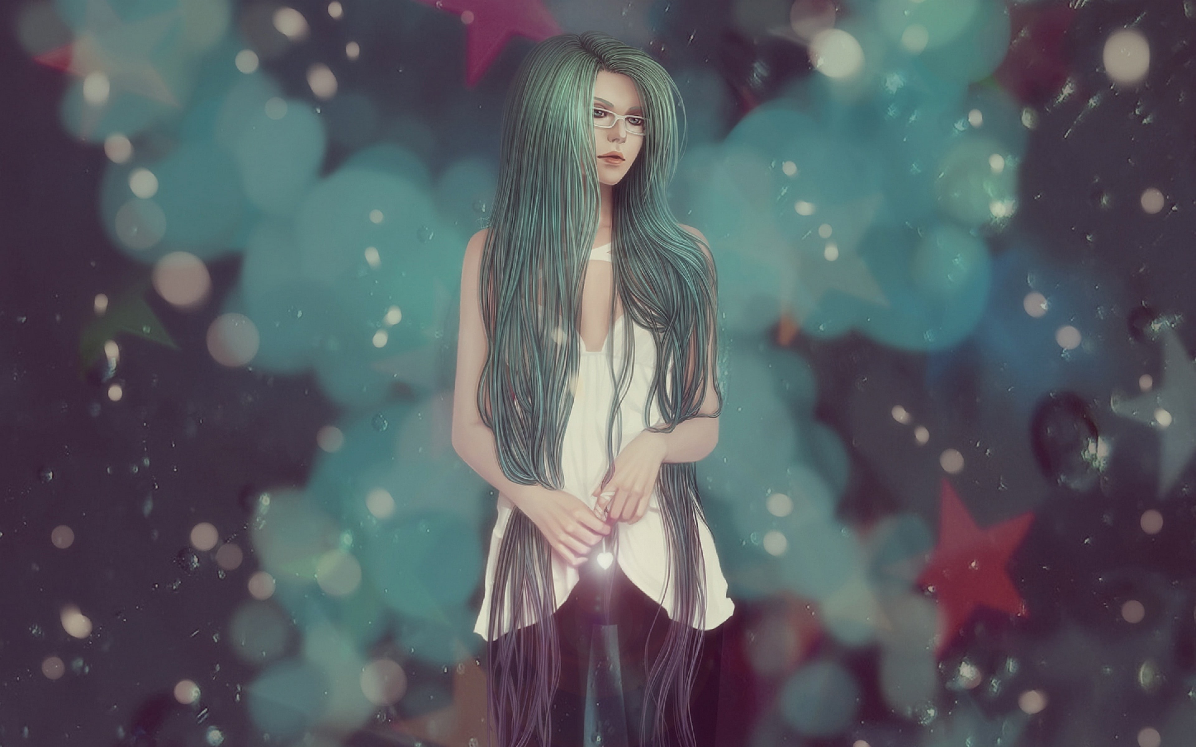 4K, girl, long hair, star, anime backgrounds, download 3840x2400 girl, HD Wallpaper