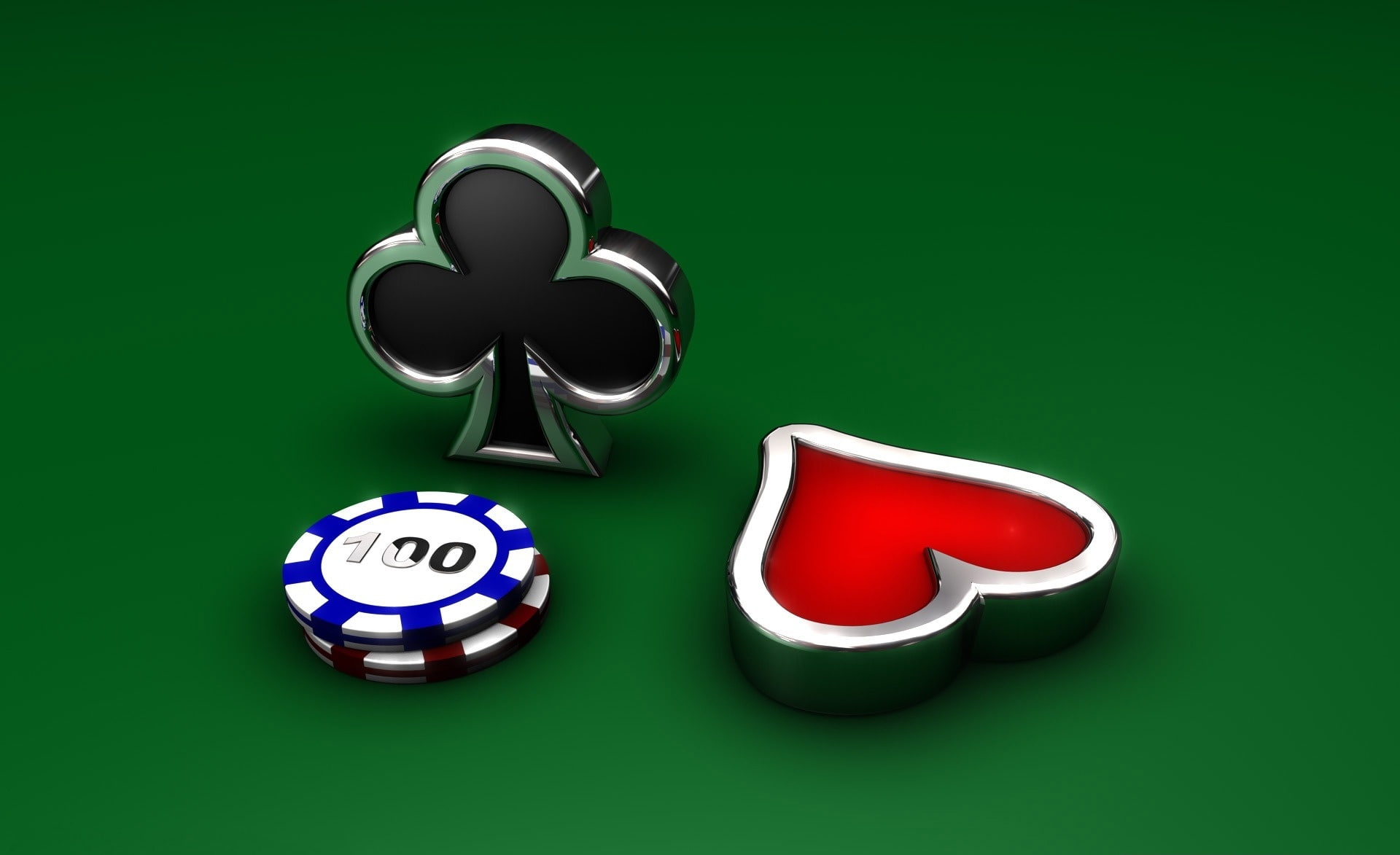 chips, blue, geometric shape, three objects, indoors, leisure games, cut out, Artistic, Royal, copy space, red, silver colored, shape, green background, HD Wallpaper