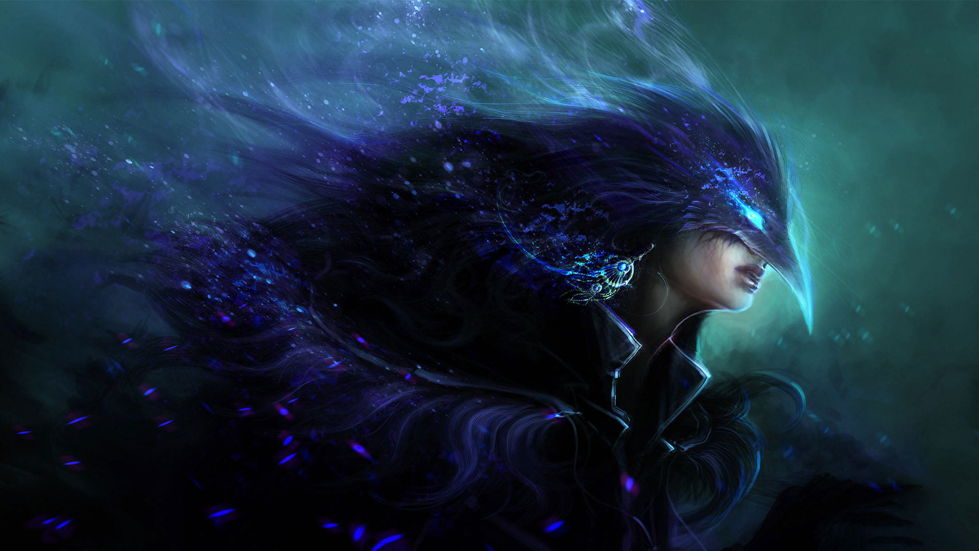 colors, headshot, women, modern, hair, indoors, fantasy, light, glow, digital, artistic, energy, 3d, bright, shapes, black, style, invertebrate, stars, HD Wallpaper