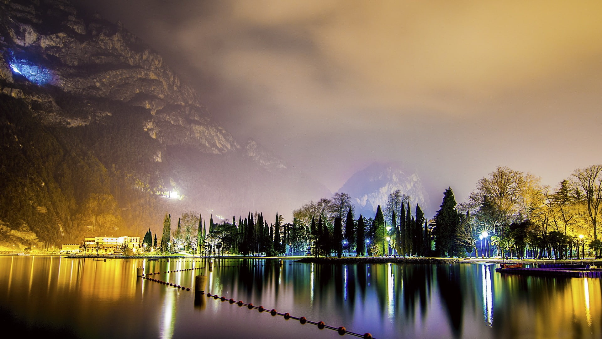 night, scenics - nature, nature, water, theme, no people, windows, lake, preview, cloud - sky, reflection lake, tree, 1080P, tranquility, sky, outdoors, HD Wallpaper