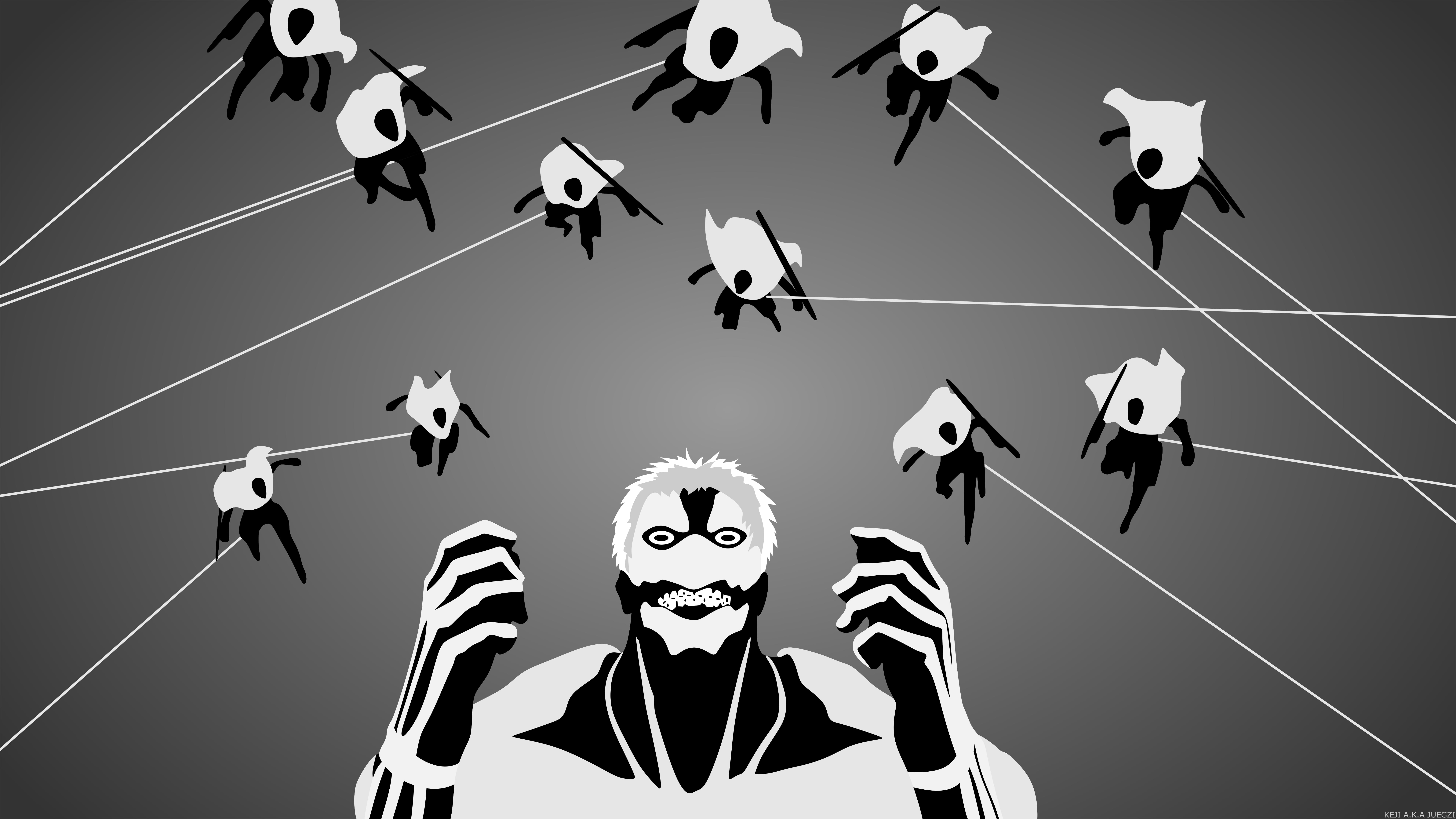 Armored Titan, Black and White, 8K, Anime, Minimalist, Attack On Titan, HD Wallpaper