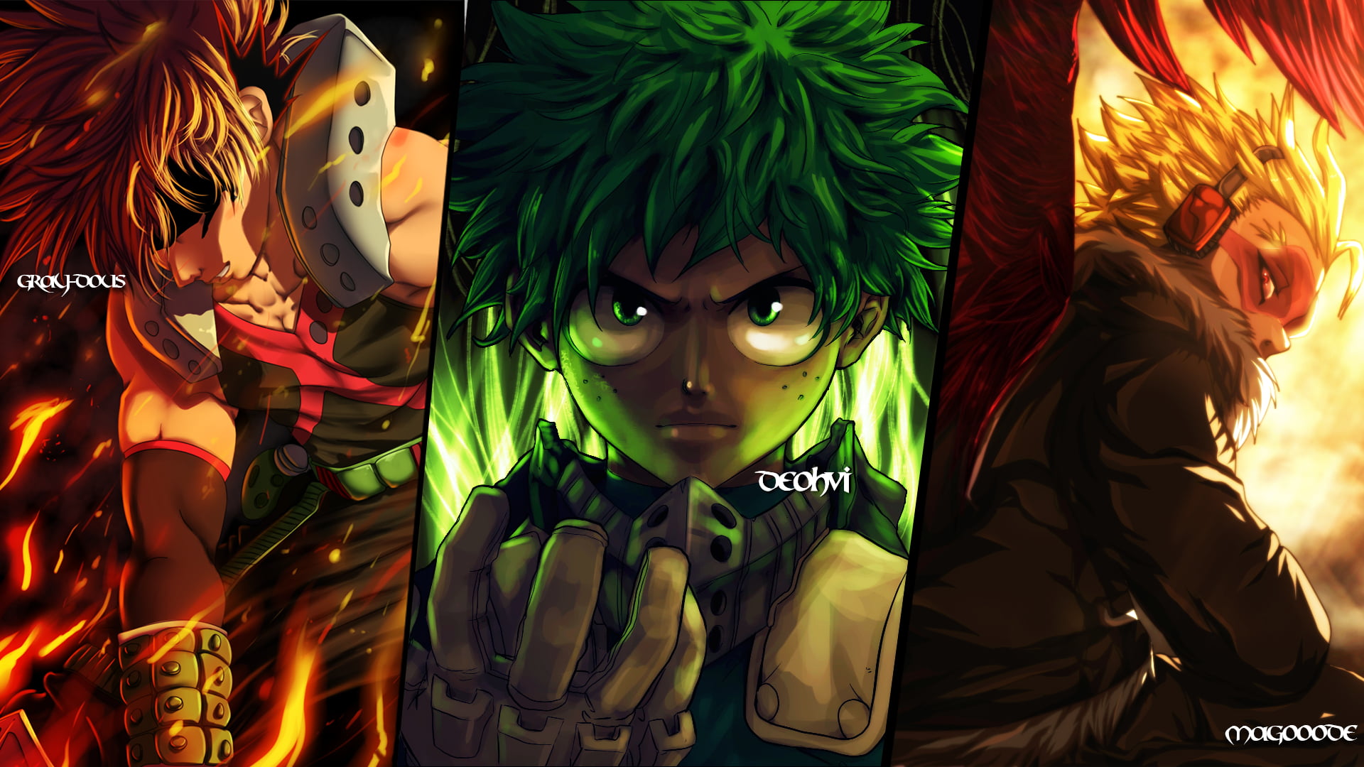 Hawks (Boku No Hero Academia), Izuku Midoriya, My Hero Academia, 1080P, Katsuki Bakugou, Anime, HD Wallpaper
