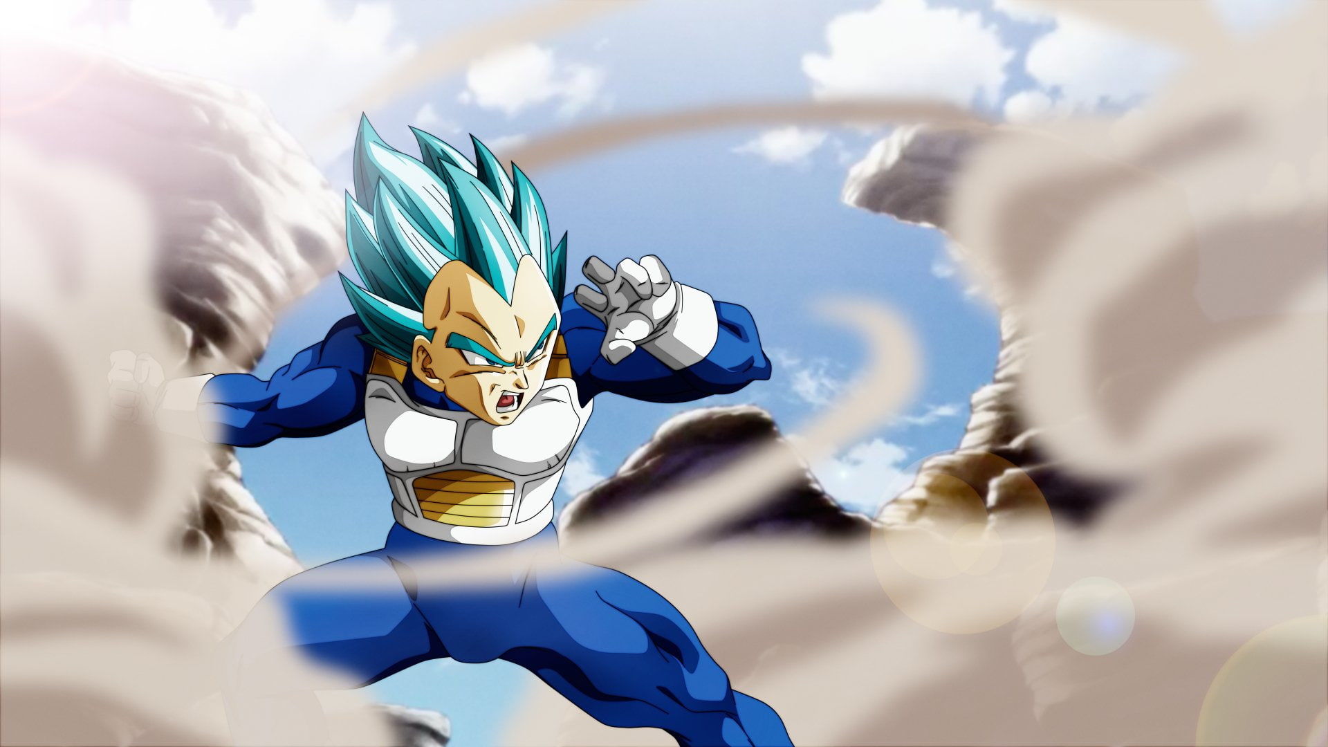 1080P, Blue Eyes, Man, Dragon Ball, Dragon Ball Super, Vegeta (Dragon Ball), Super Saiyan Blue, Blue Hair, Anime, HD Wallpaper