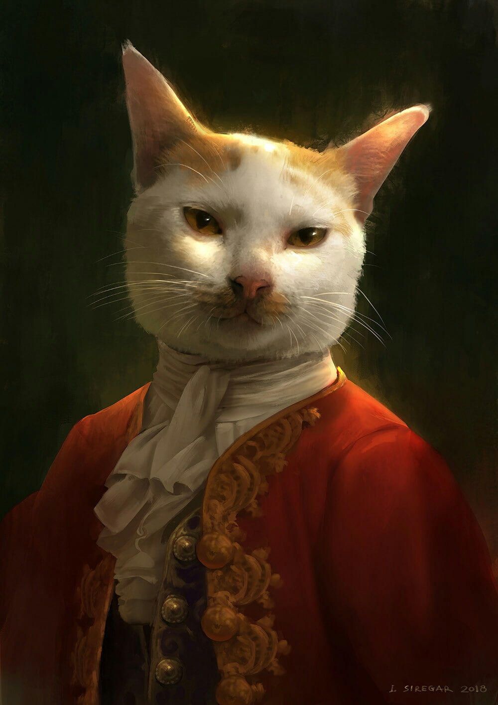 artwork, orange, cat, 2018 (Year), 720P, portrait, Phone HD Wallpaper