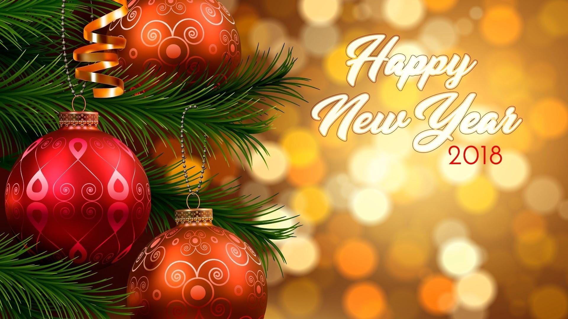 1080P, new year, christmas decoration, celebration event, ornate, celebration, western script, christmas ornament, tree, event, new years eve, pine tree, HD Wallpaper