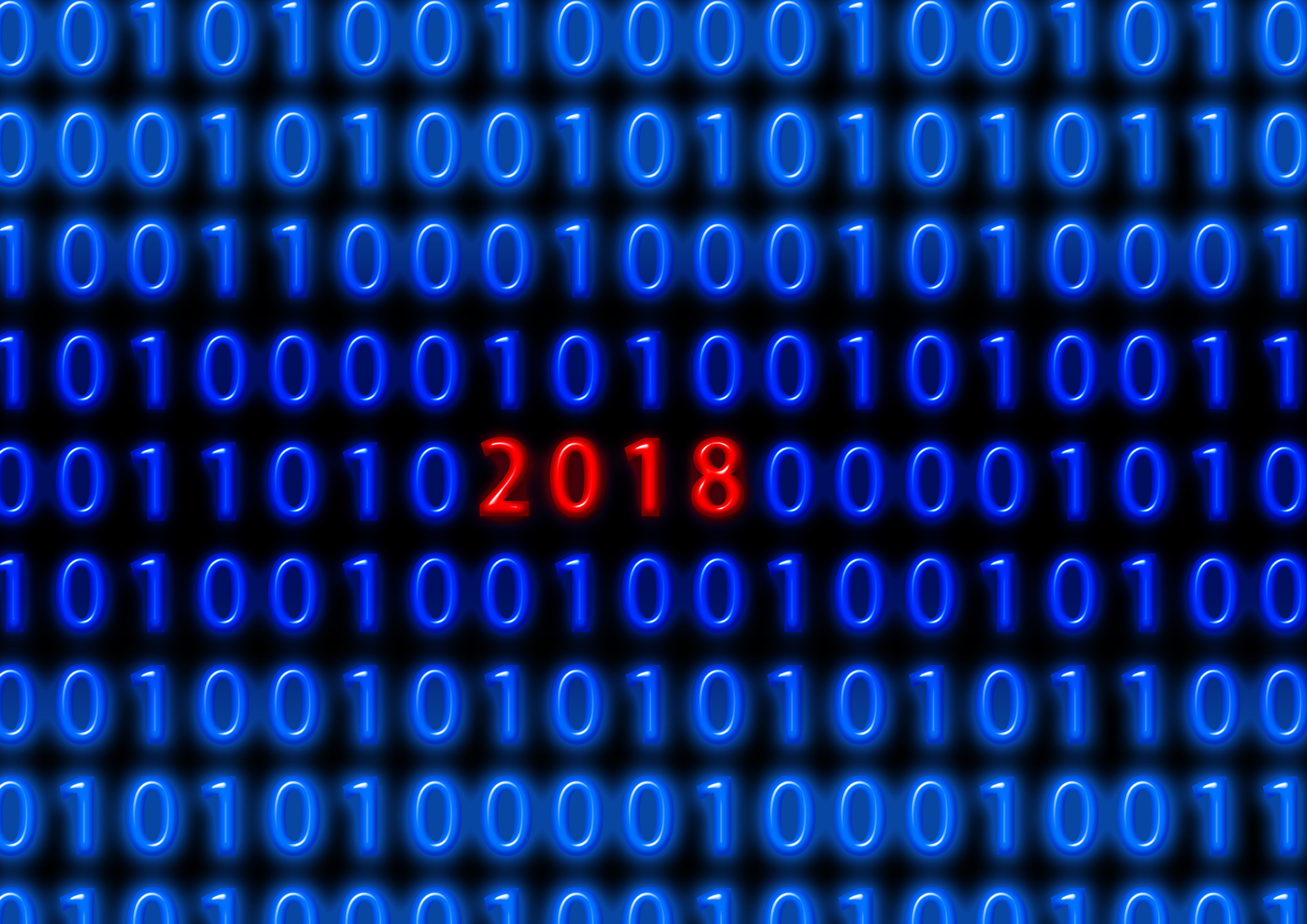 connection, blue, number, communication, numbers, technology, black background, New Year, 2018 (Year), no people, alphabet, western script, computer, data, HD Wallpaper