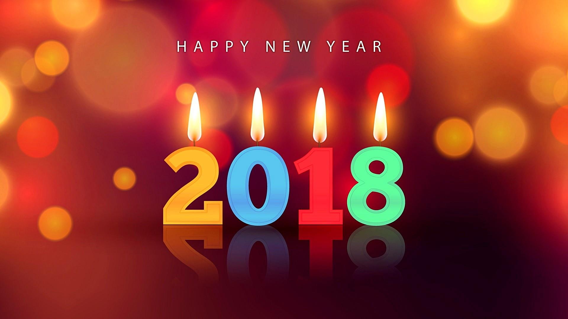 happy new year, 2018, 1080P, candle, new year, HD Wallpaper