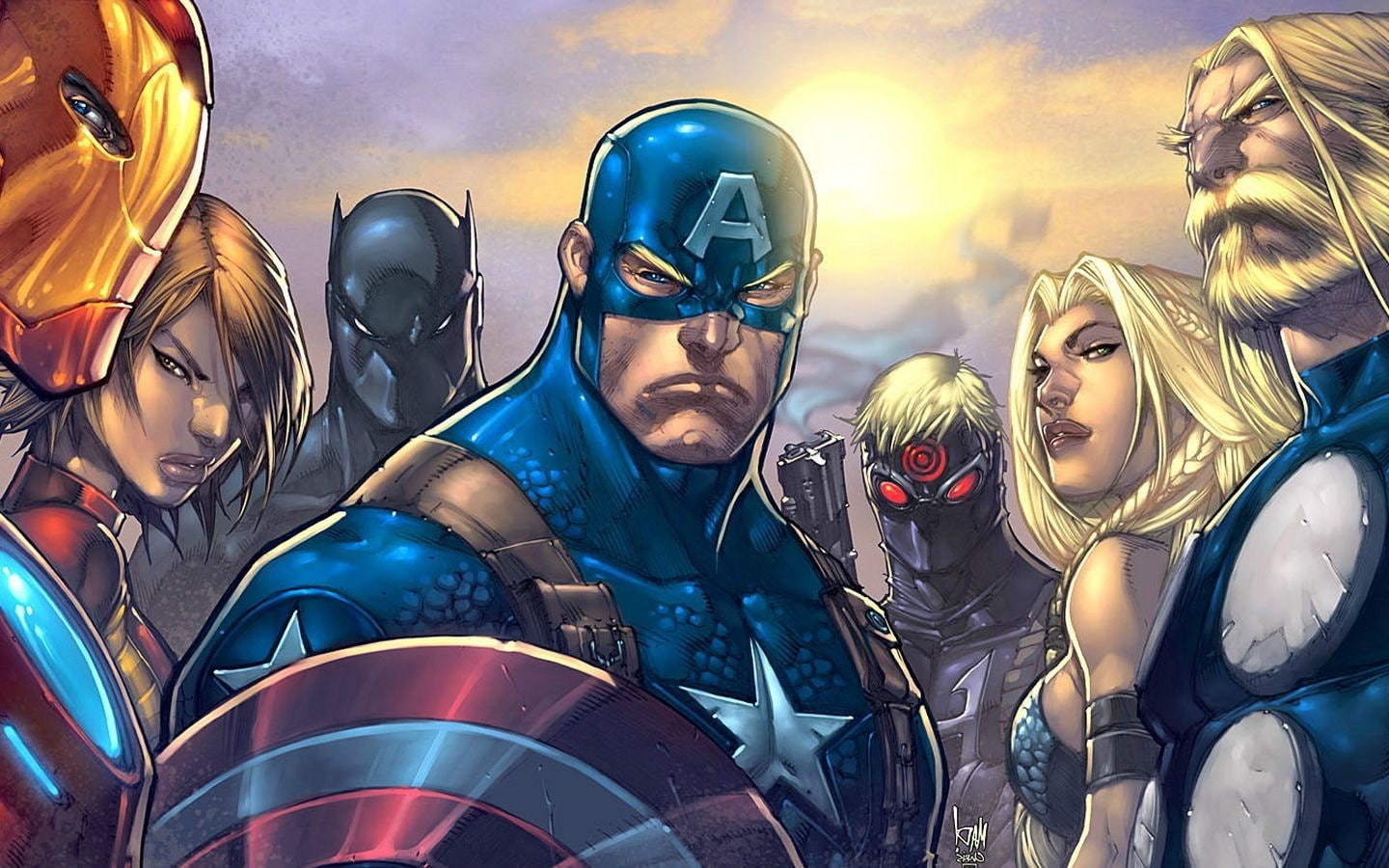 720P, togetherness, fun, men, emotion, lifestyles, young men, young women, males, small group of people, iron man captain america black panther hawkeye thor janet van dyne comics, HD Wallpaper