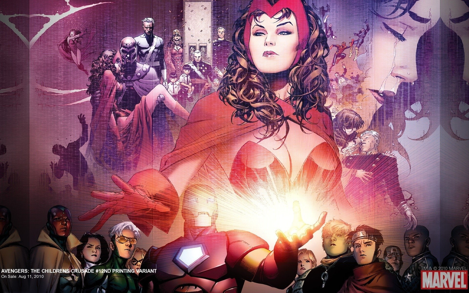 multi colored, event, Scarlet Witch, indoors, group of people, females, Comics, art and craft, Vision (Marvel Comics), celebration, creativity, human representation, HD Wallpaper