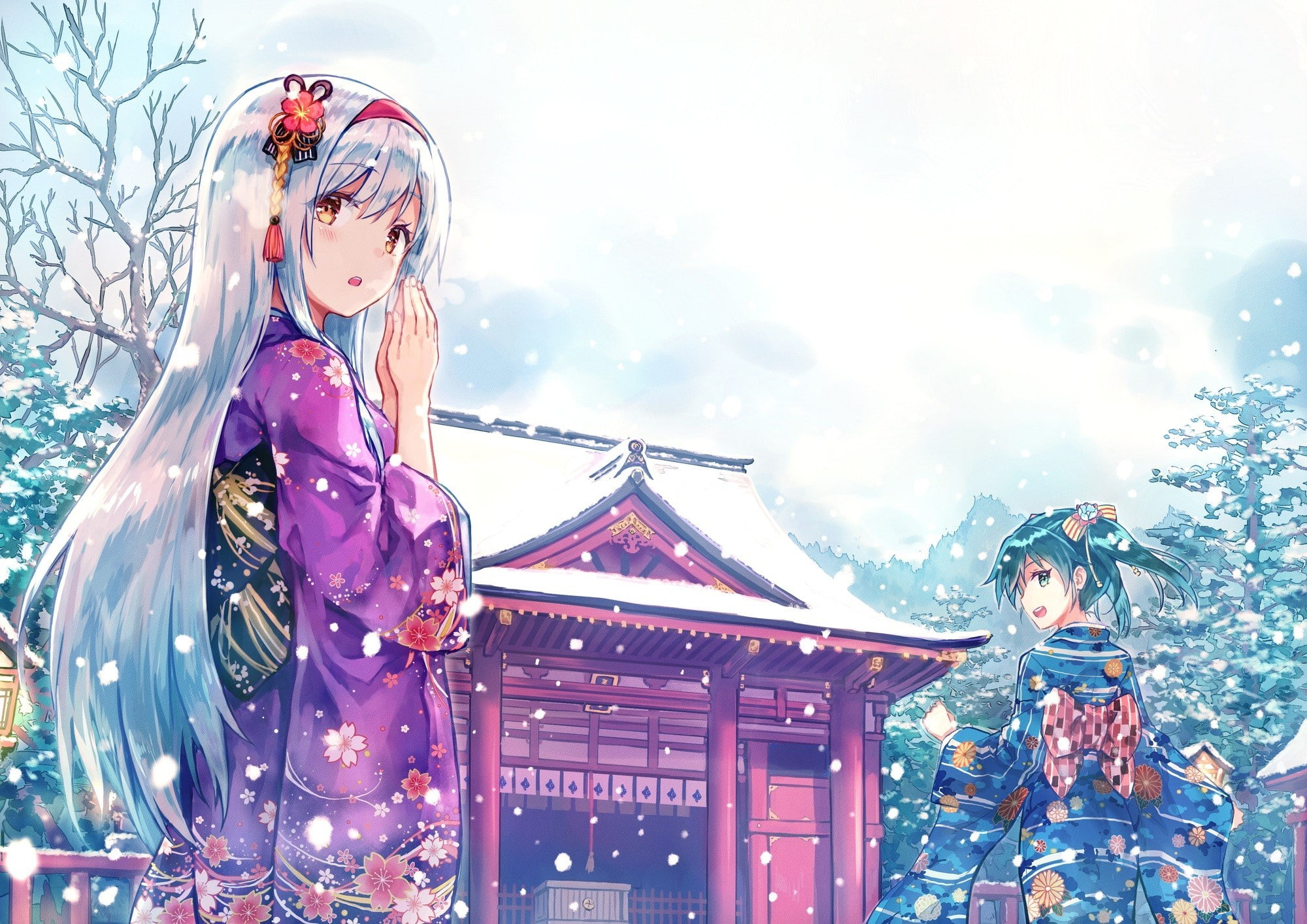 young women, Anime Girls, standing, Shoukaku (KanColle), beautiful woman, winter, Kantai Collection, females, snow, front view, clothing, 1080P, real people, HD Wallpaper