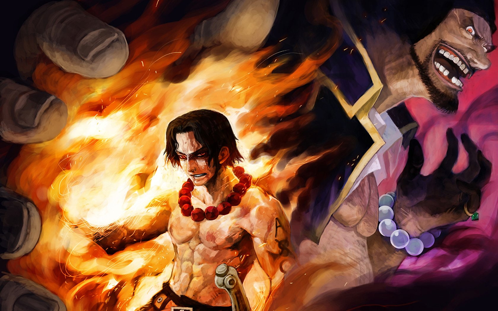 One Piece, Portgas D. Ace, Marshall D. Teach, 720P, Anime, HD Wallpaper