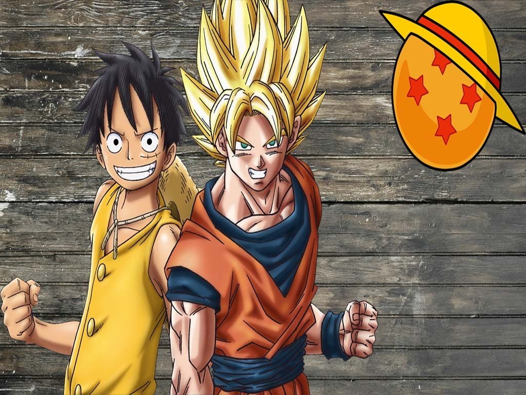 Dragon Ball Z, Son Goku, One Piece, Monkey D. Luffy, 480P, HD Wallpaper