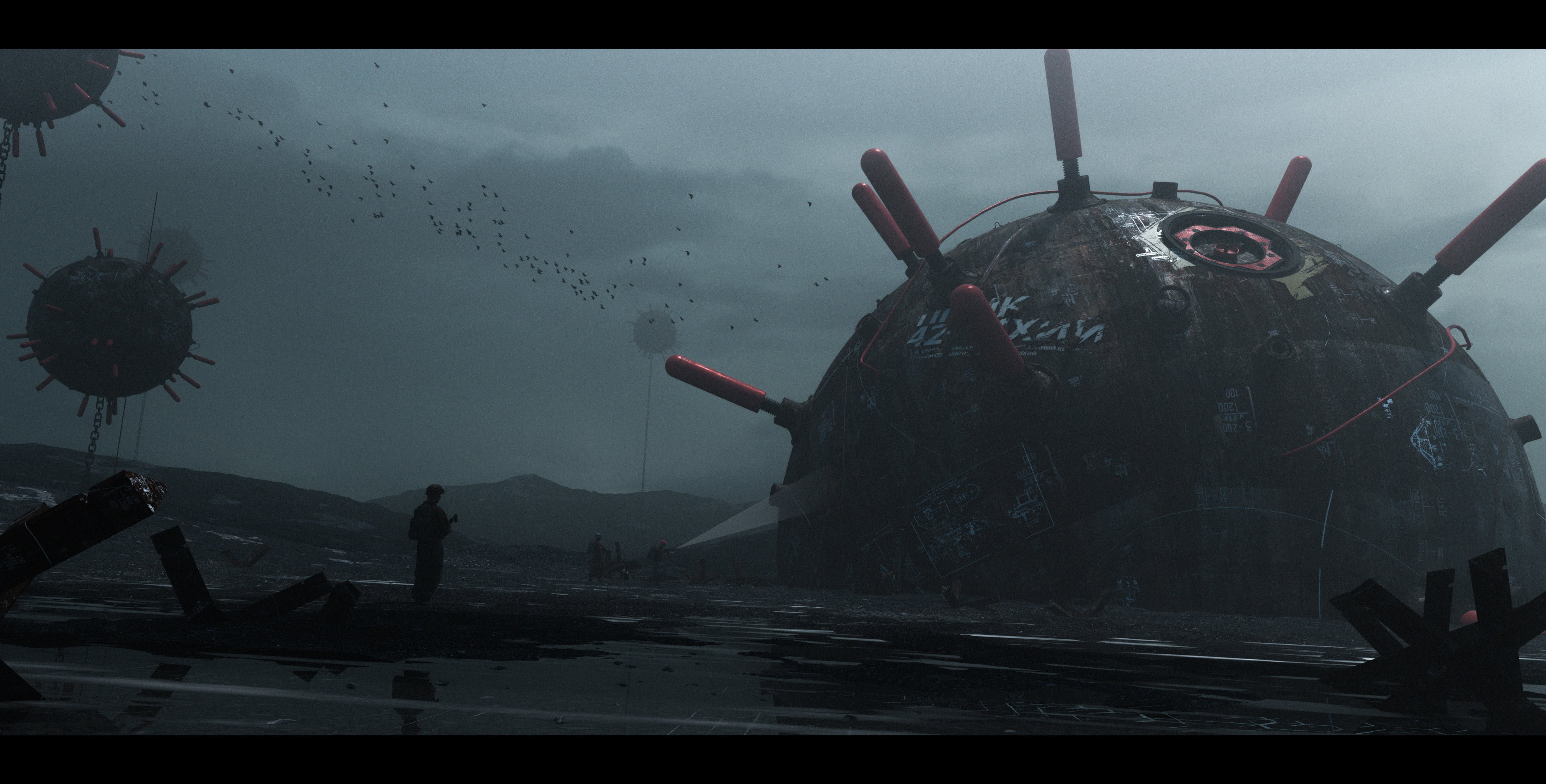 World War II, foggy window, cinematic, science fiction, spaceship, fantasy art, mist, 4K, mistery, HD Wallpaper