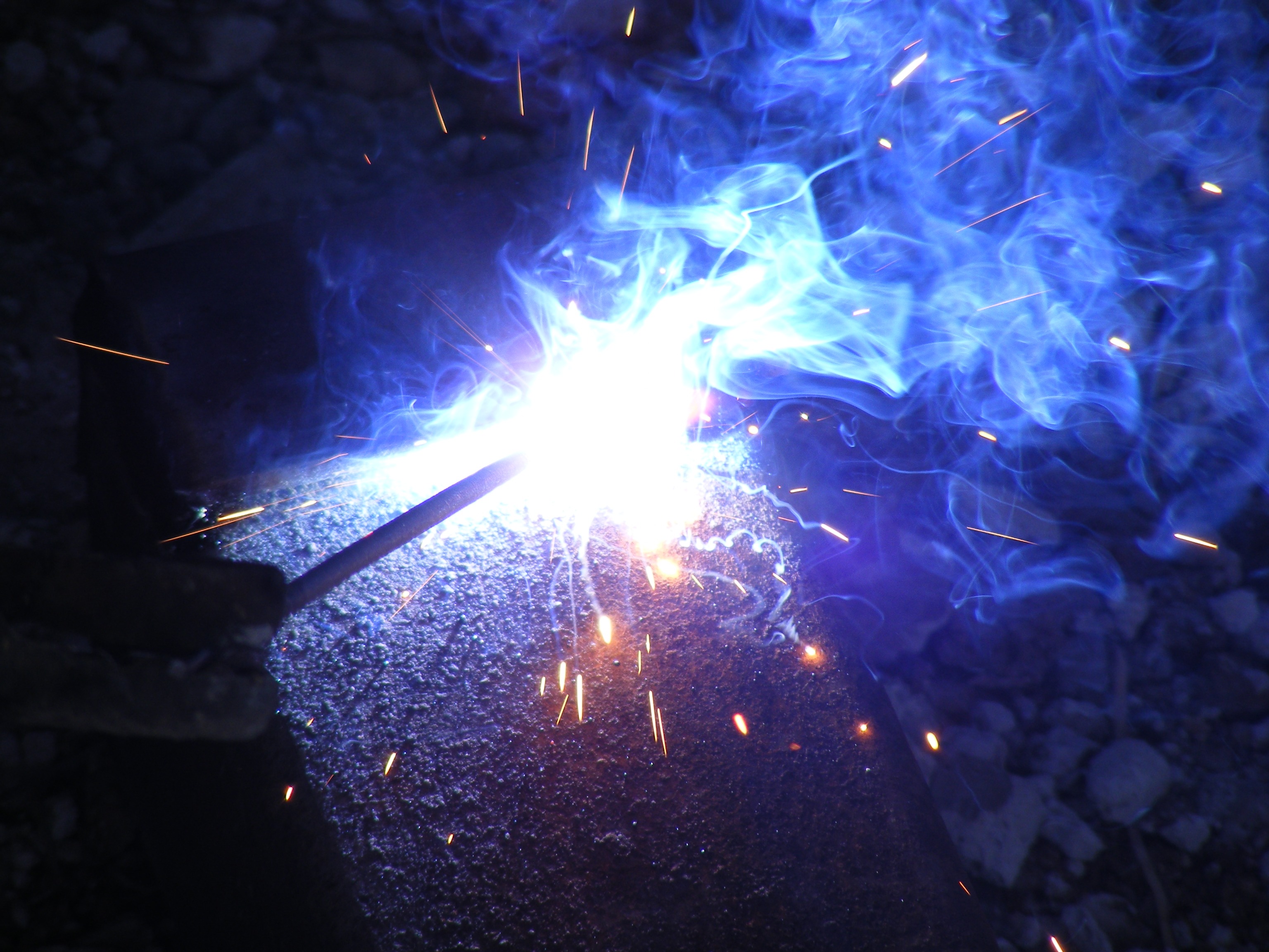 blurred motion, indoors, no people, dark, 2K, glowing, welding, close-up, long exposure, luminosity, illuminated, smoke - physical structure, soldering, HD Wallpaper