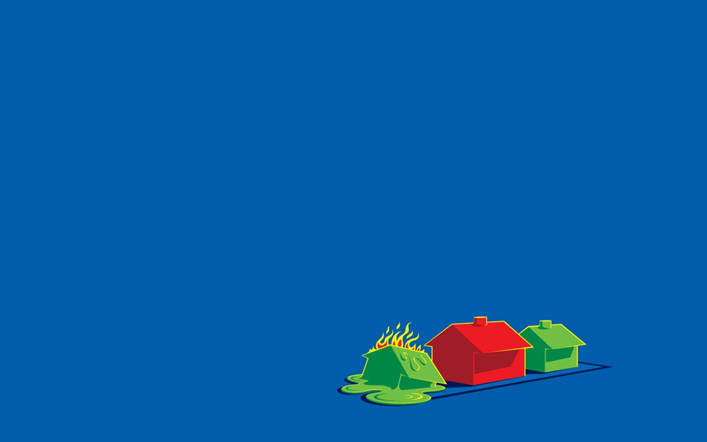 multi colored, studio shot, creativity, threadless simple minimalism humor burning wax blue house, indoors, nature, paper, blue, group of objects, no people, HD Wallpaper