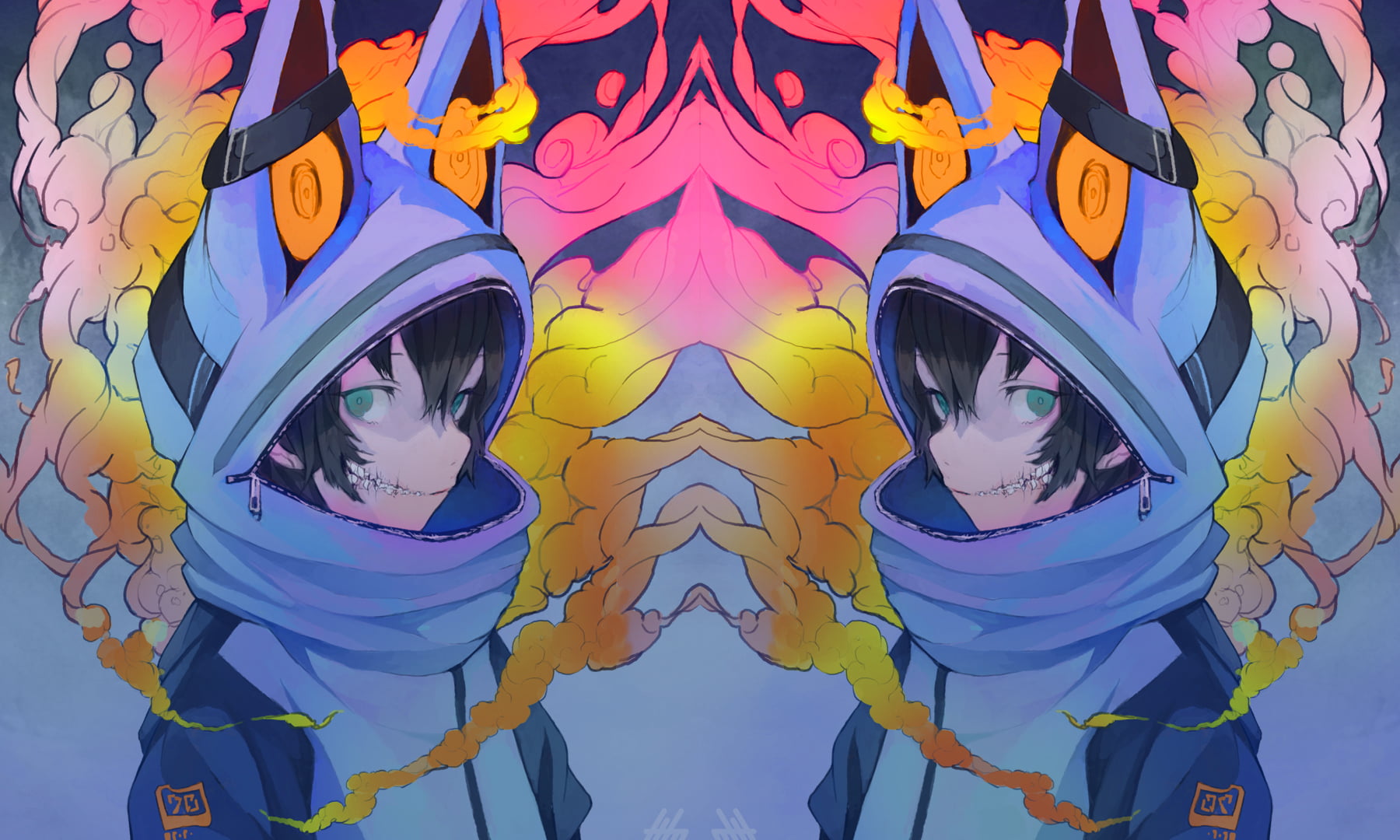 720P, neon glow, neon, anime, Photoshop, cyberpunk, HD Wallpaper