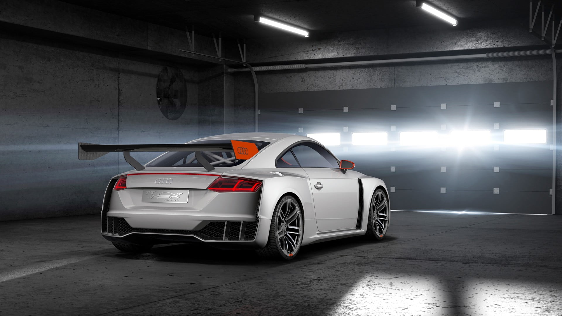 colored, Audi TT, garage, sedan, indoors, red, lighting equipment, concept cars, headlight, luxury, silver, sports car, parking garage, transportation, HD Wallpaper