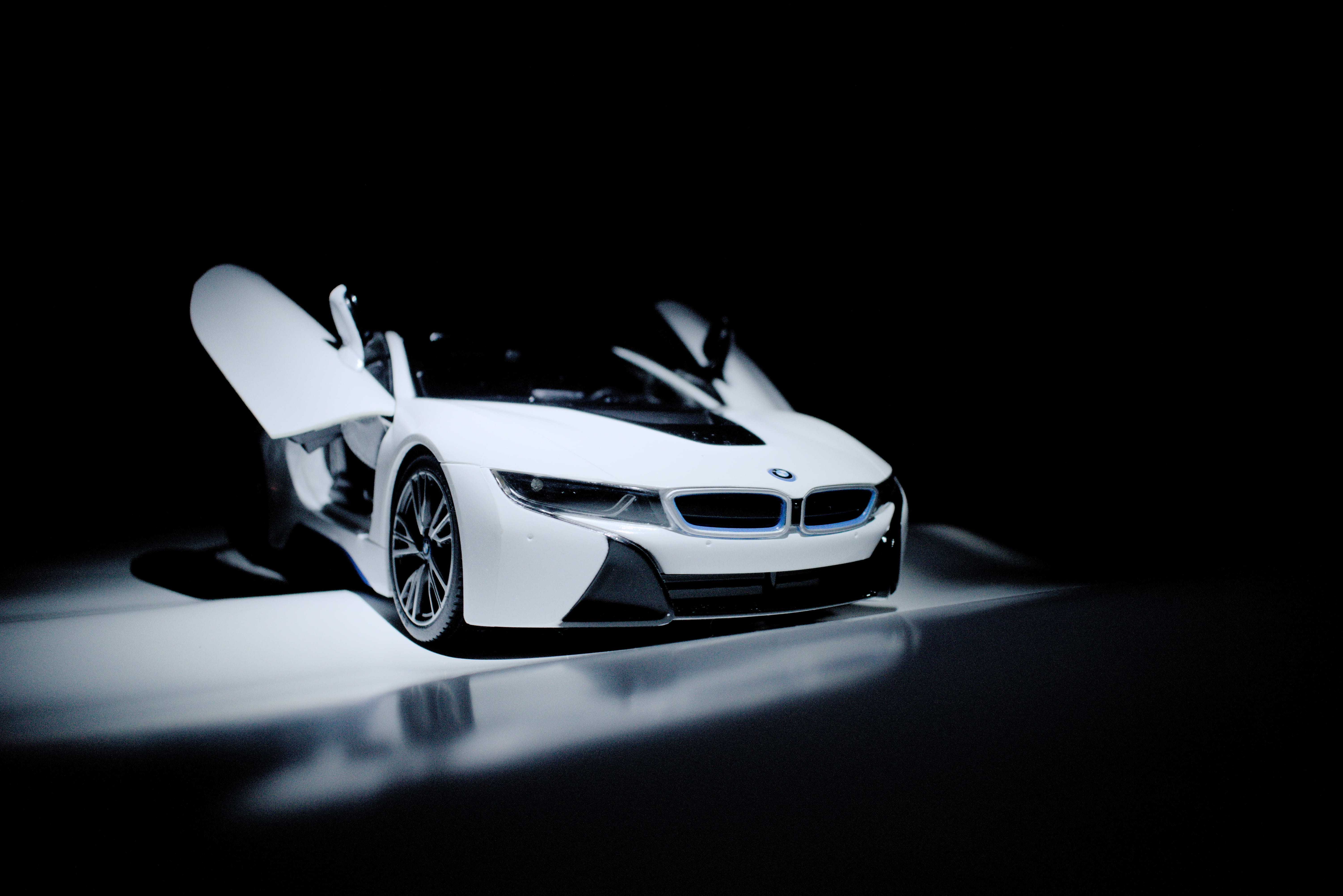 stationary, motor vehicle, shadow, bmw, sports car, studio shot, still life, future, copy space, close-up, black background, black and white, single object, HD Wallpaper