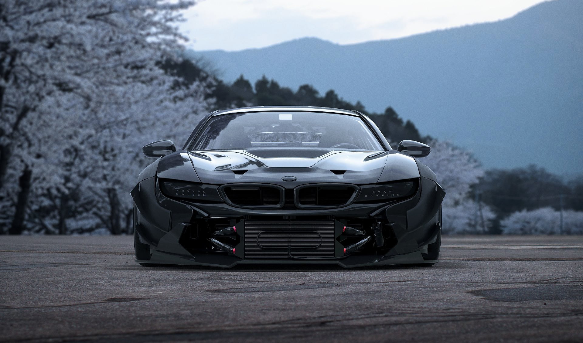 gray, sky, Tuning, land vehicle, road trip, mode of transportation, tree, i8, non-urban scene, 1080P, no people, mountain, motion, day, transportation, HD Wallpaper