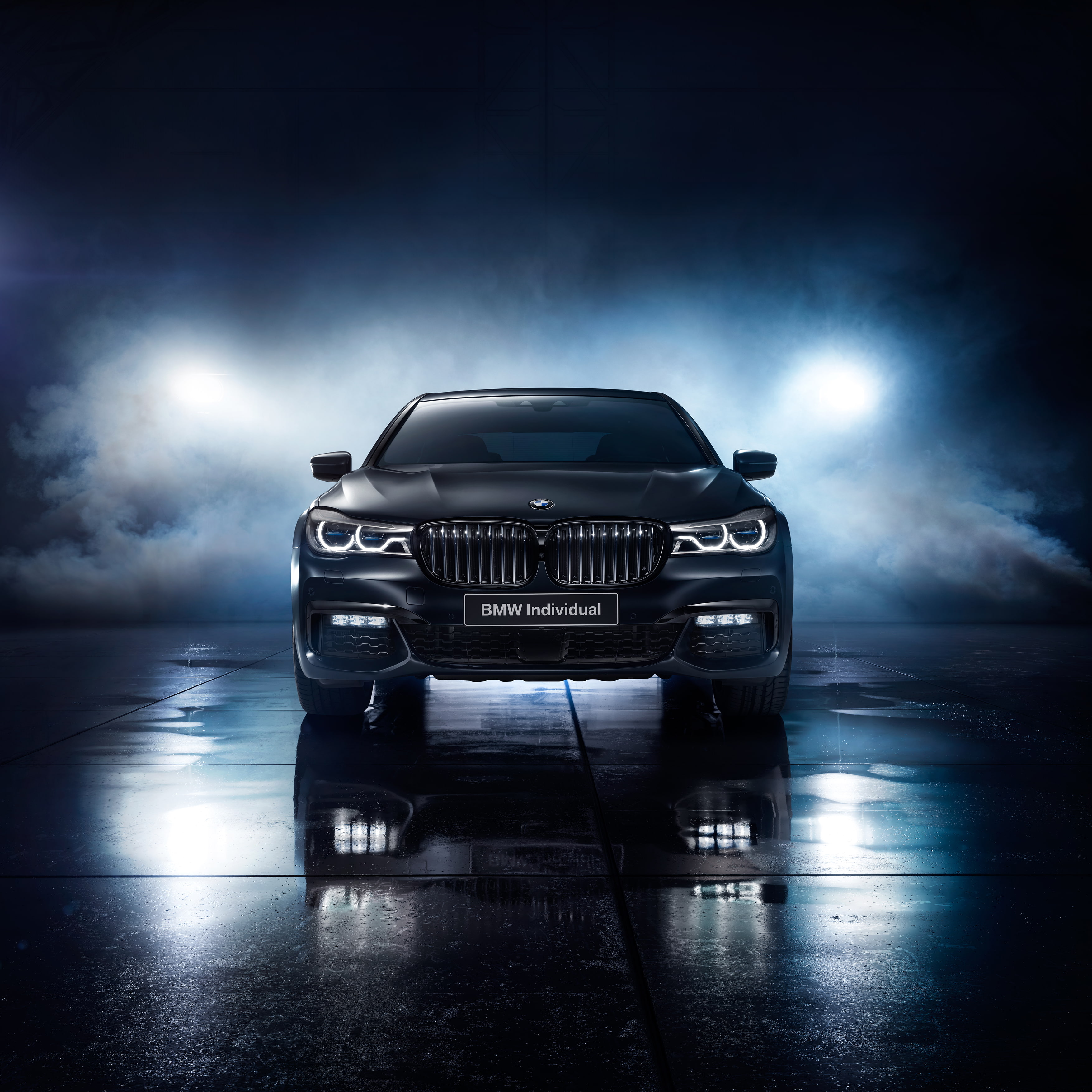 2K, safety, mode of transportation, front view, motor vehicle, speed, transportation, no people, security, headlight, 4K, racecar, ominous, BMW 7 Series, Phone HD Wallpaper