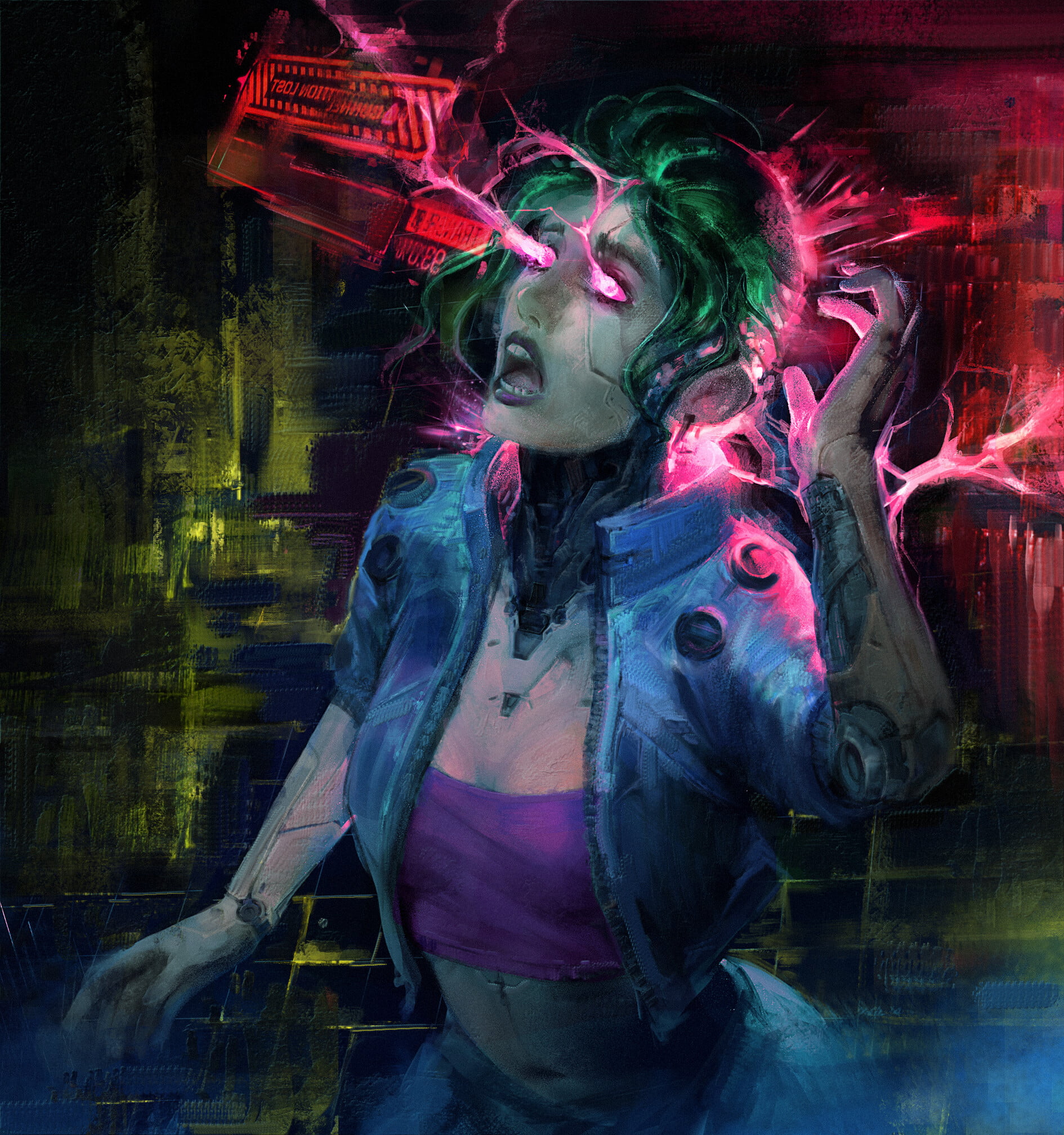 game art, digital art, young woman, video game art, video game characters, video games, digital painting, women, cyborg, cyberpunk, Cyberpunk 2077, fan art, Phone HD Wallpaper
