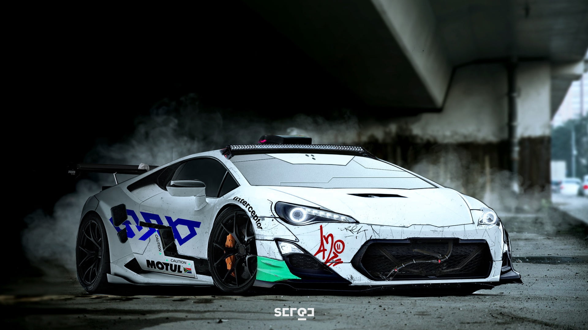 Jakub SERGE Malec, Lamborghini, Concept Art, by Jakub SERGE Malec, Lamborghini Huracan, Auto, Rendering, Cyberpunk, Huracan, Art, Subaru BRZ, 1080P, Car, HD Wallpaper