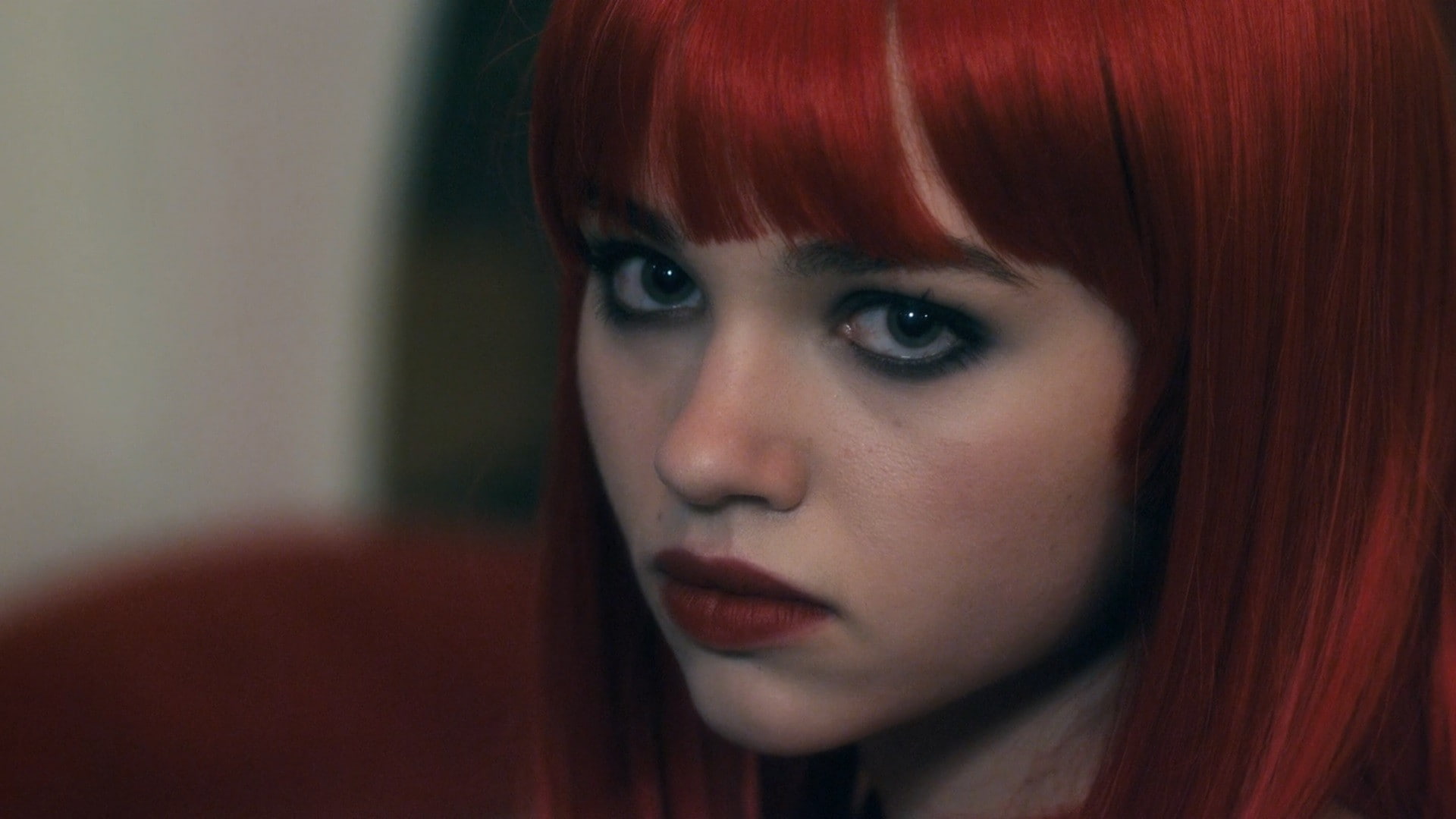 1080P, close-up, young adult, looking at camera, headshot, human face, emotion, beautiful woman, bangs, portrait, indoors, dyed hair, young women, focus on foreground, HD Wallpaper