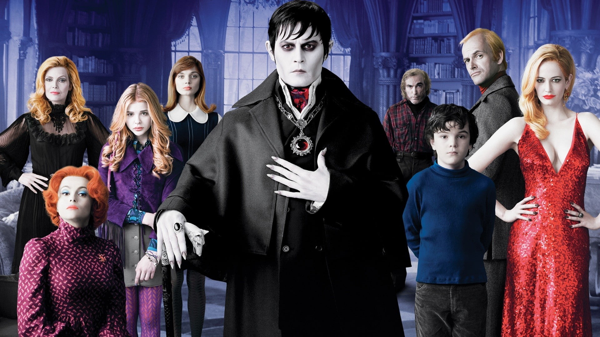 people, group of people, Dark Shadows, standing, child, adult, looking at camera, indoors, females, teenager, men, women, Johnny Depp, 1080P, girls, males, HD Wallpaper