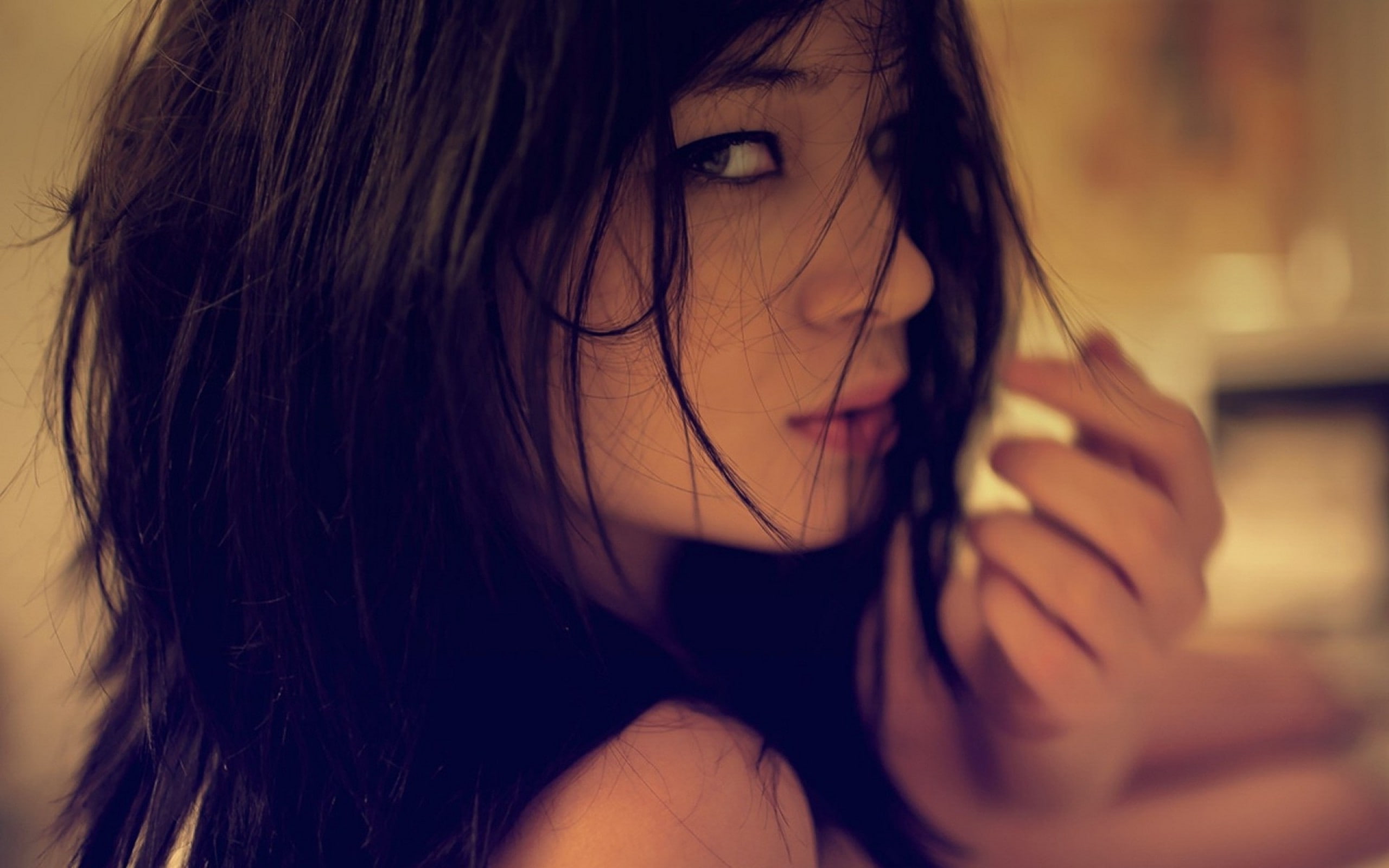 2K, women looking at viewer brunette stoya, HD Wallpaper